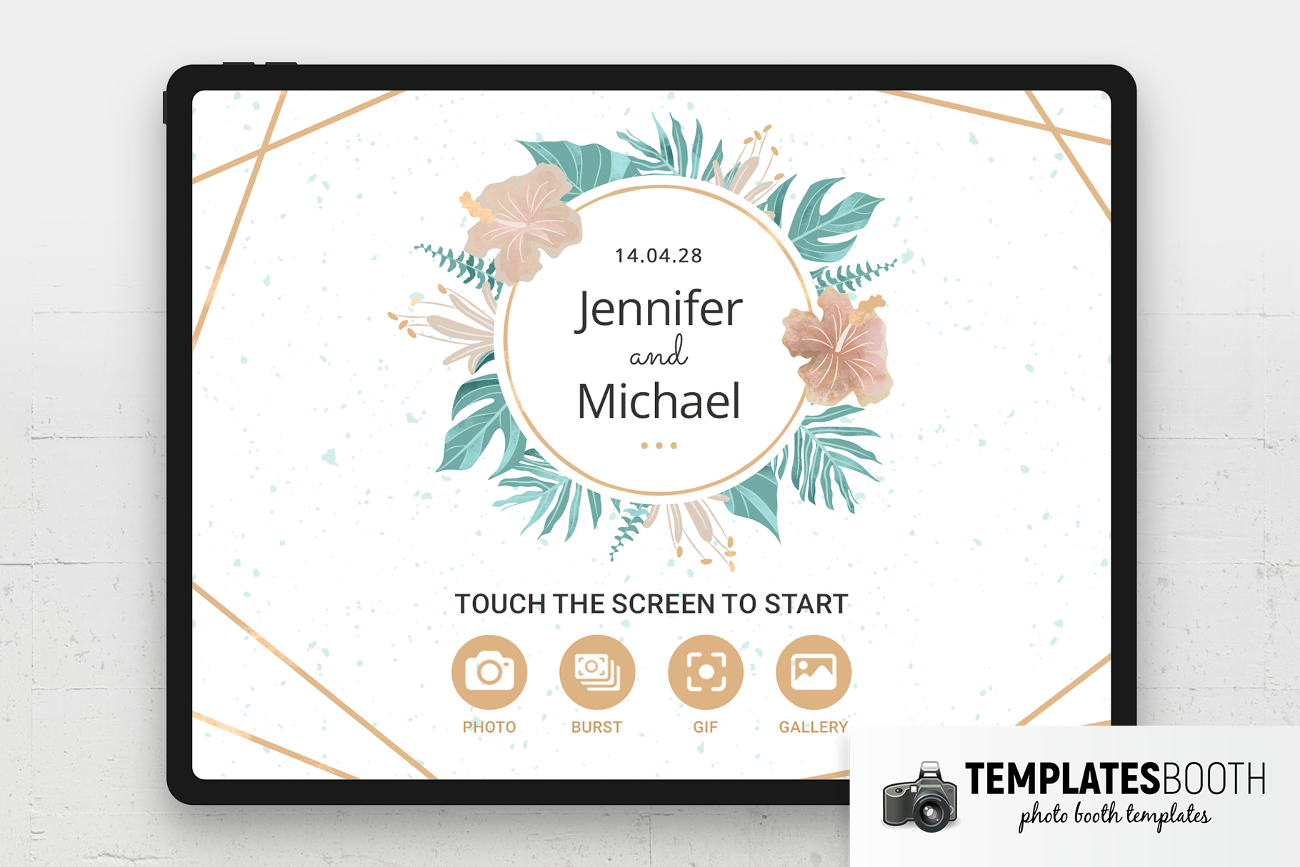 Free Tropical Leaves Photo Booth Welcome Screen