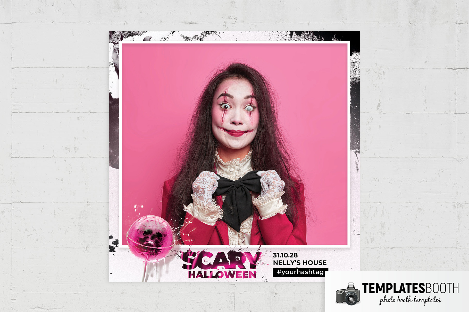 Pink & White Halloween Photo Booth Template