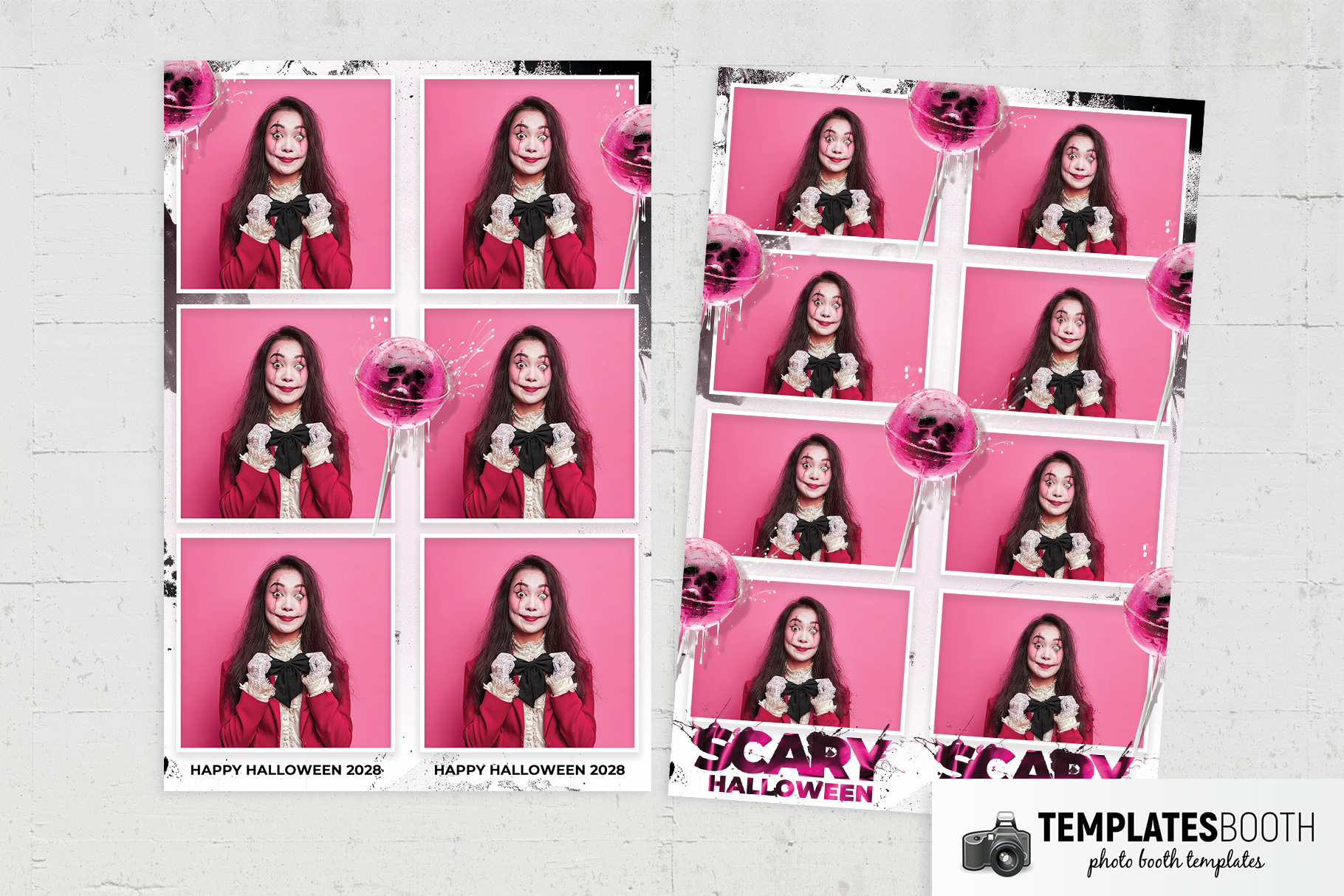 Pink & White Halloween Photo Booth Template