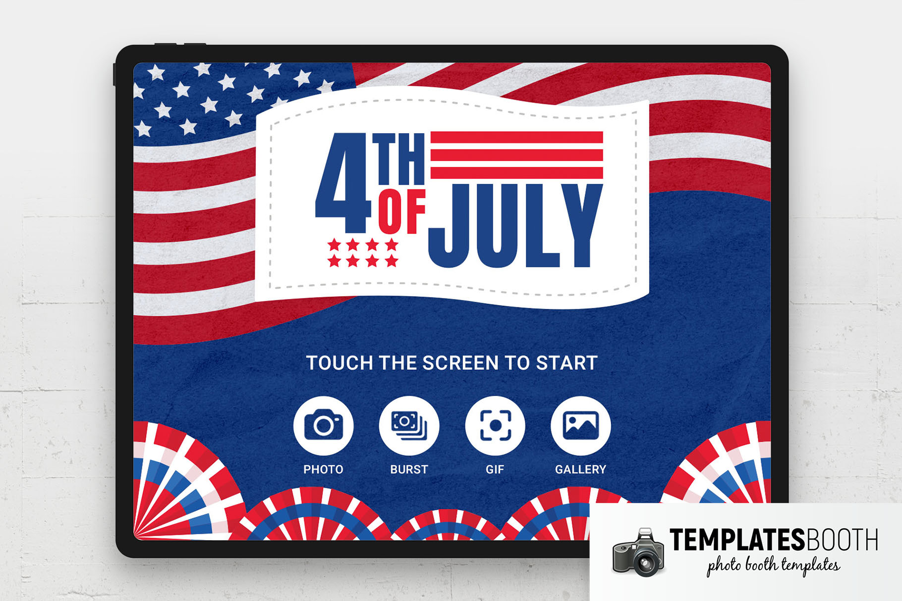 Blue & Red 4th July Photo Booth Welcome Screen