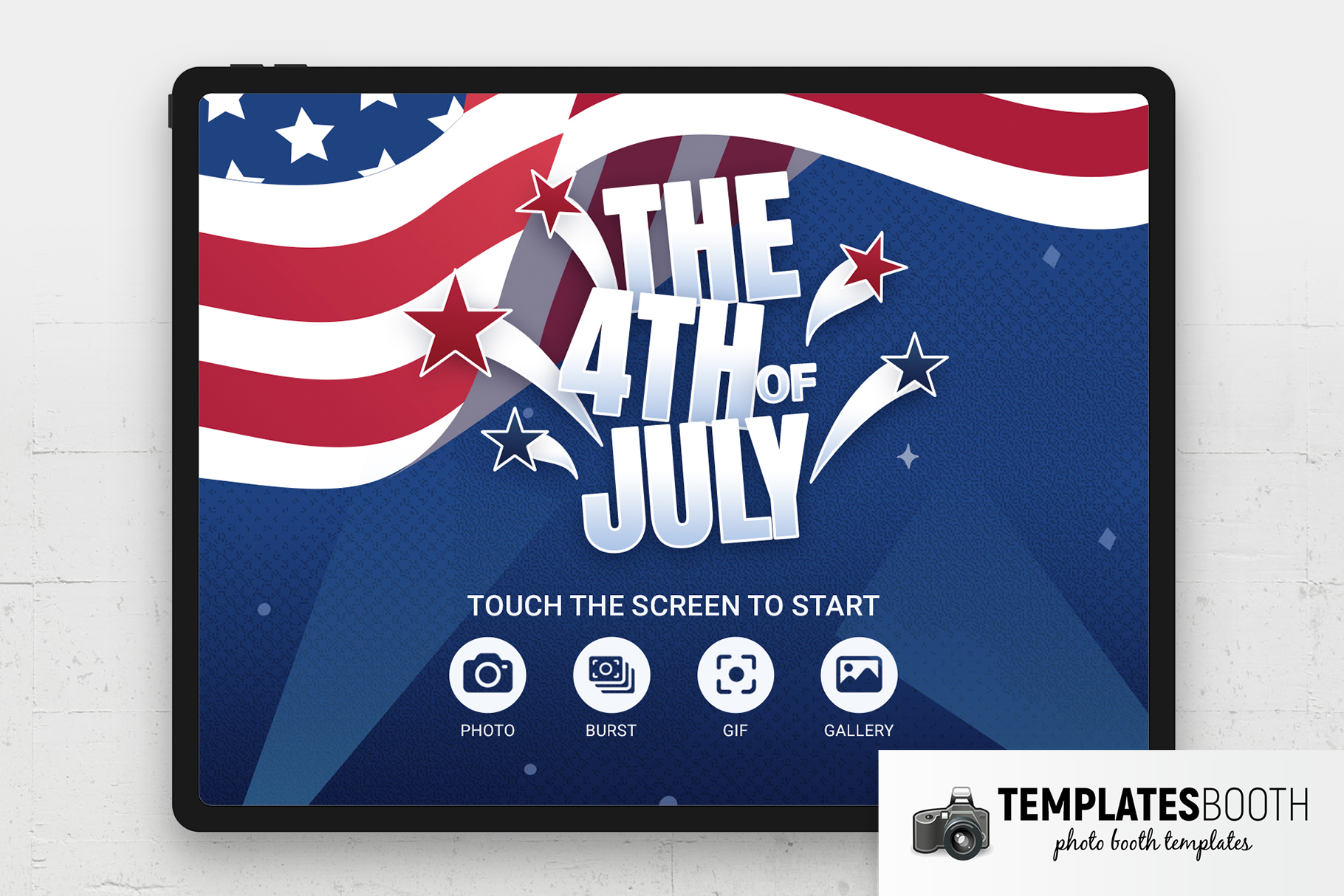 4th July Party Photo Booth Welcome Screen