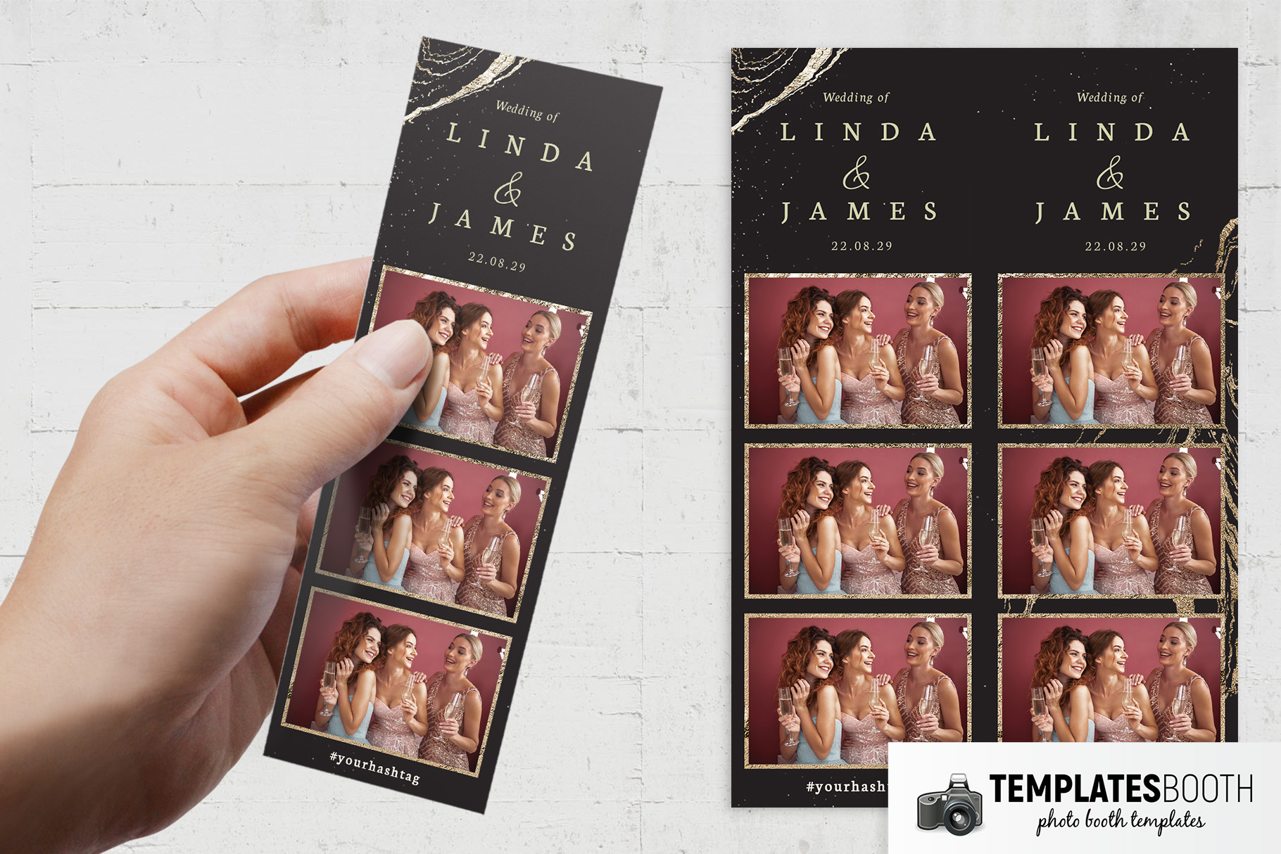 Black & Gold Photo Booth Template (PSD Format)