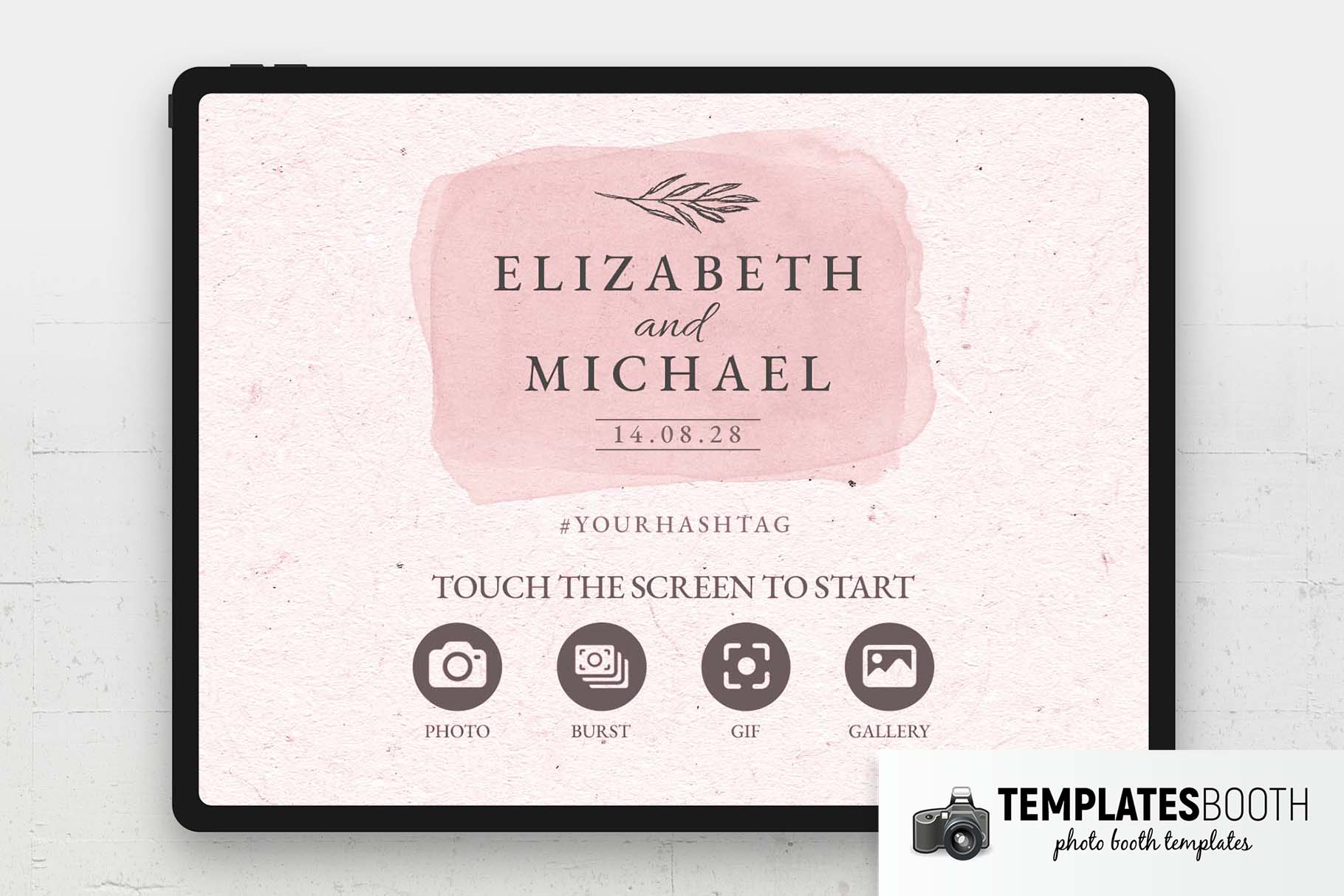 Pink Watercolor Photo Booth Welcome Screen