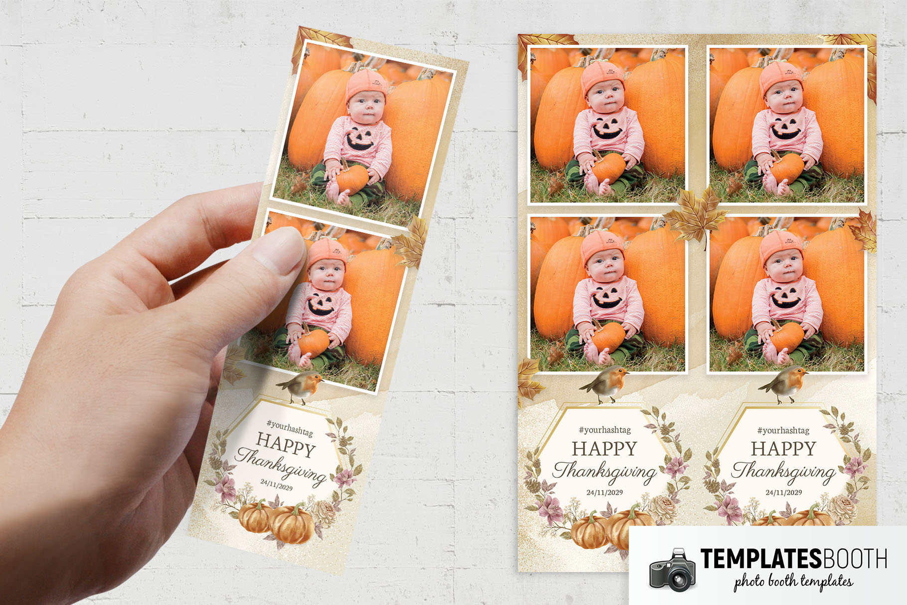 Rustic Thanksgiving Photo Booth Template (PSD Format(
