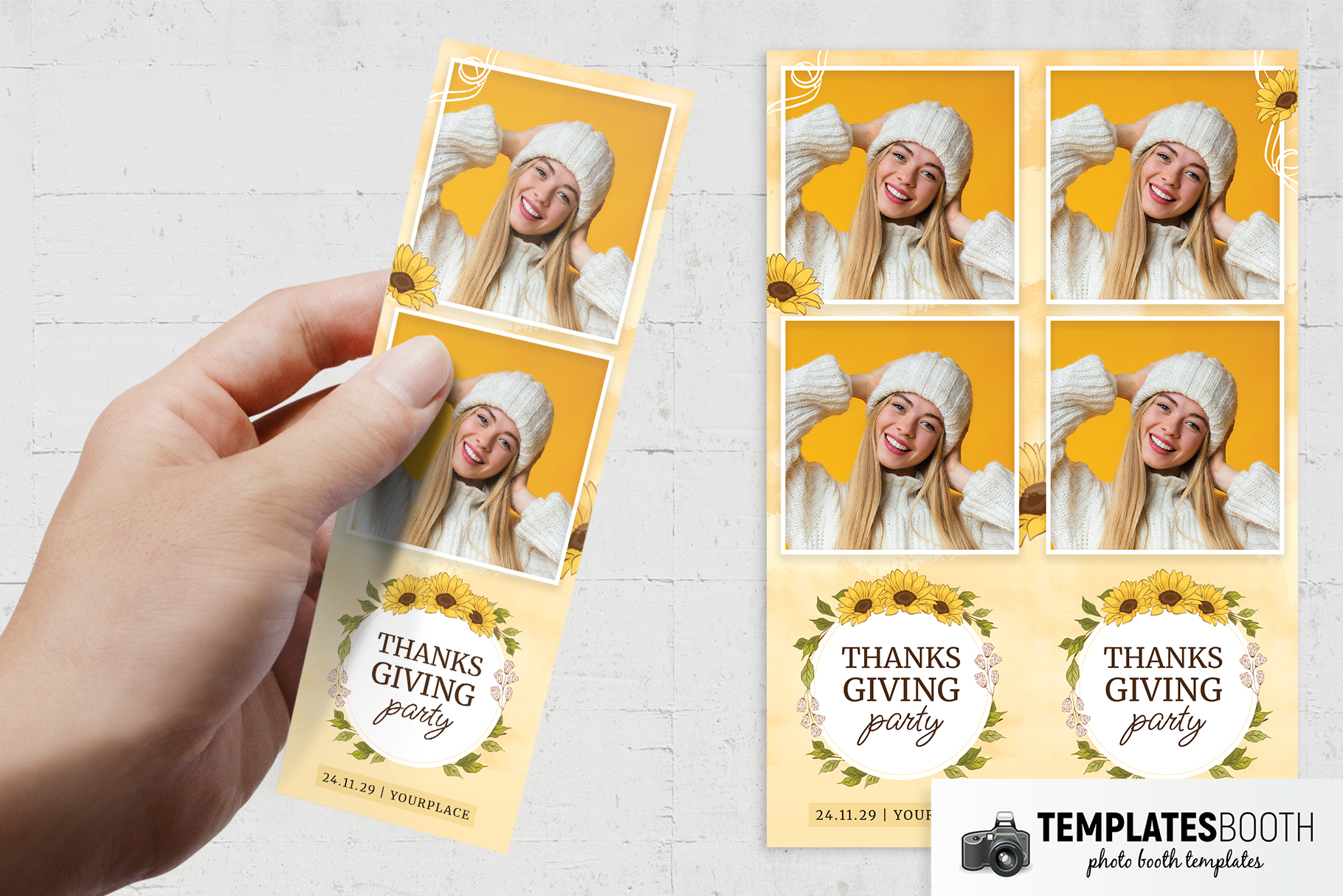 Fall Sunflowers Photo Booth Template (PSD Format)