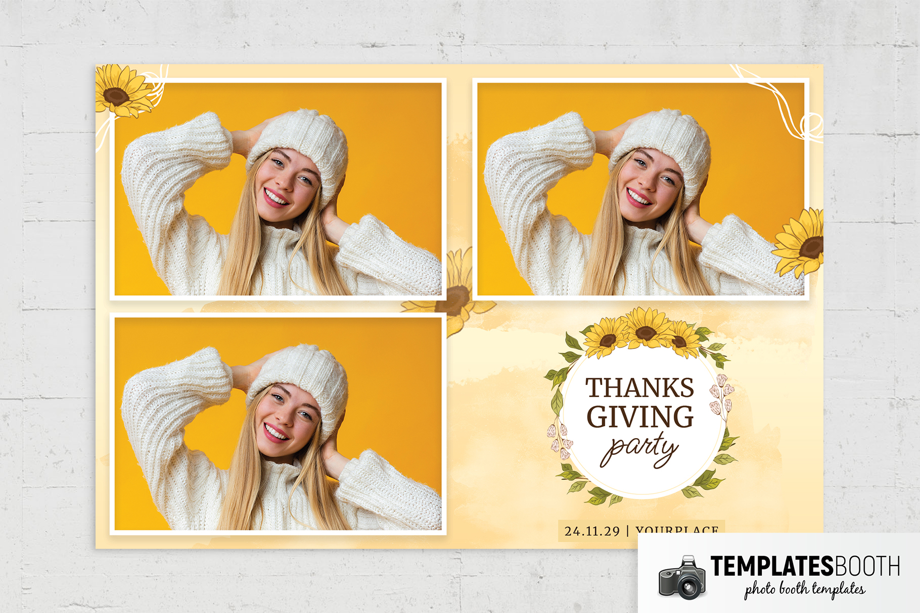 Fall Sunflowers Photo Booth Template (PSD Format)
