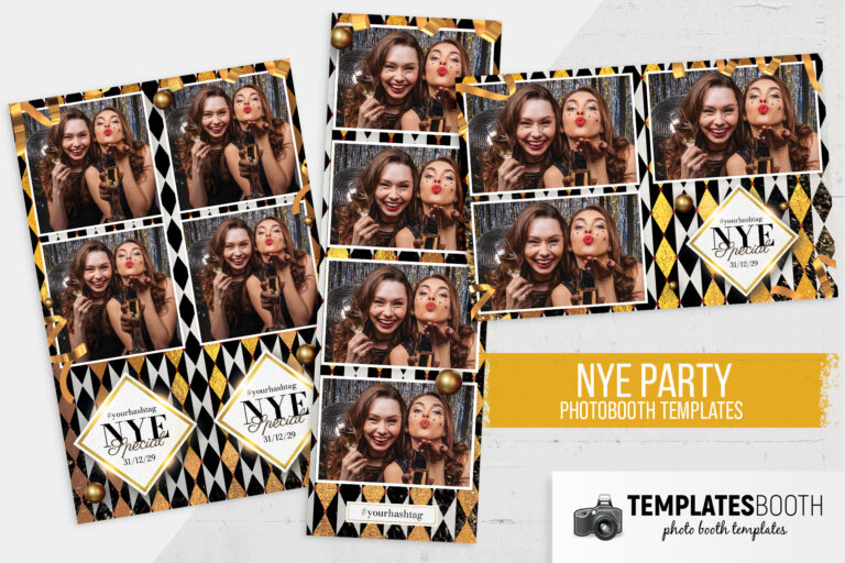 Gold Chequered NYE Photo Booth Template