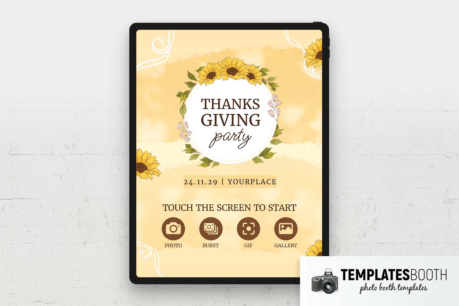 Fall Sunflowers Photo Booth Welcome Screen