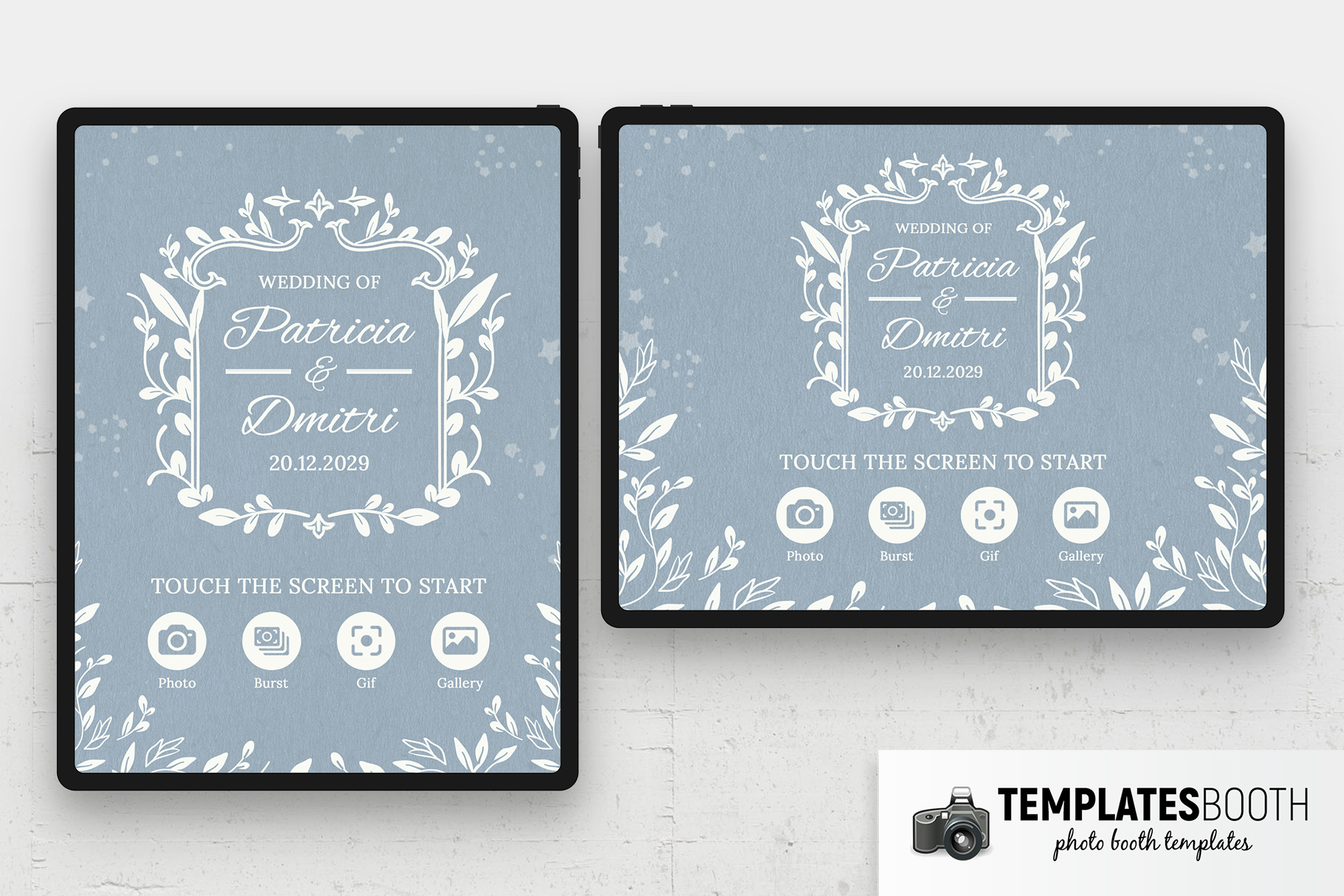 Blue Lace Wedding Photo Booth Welcome Screen