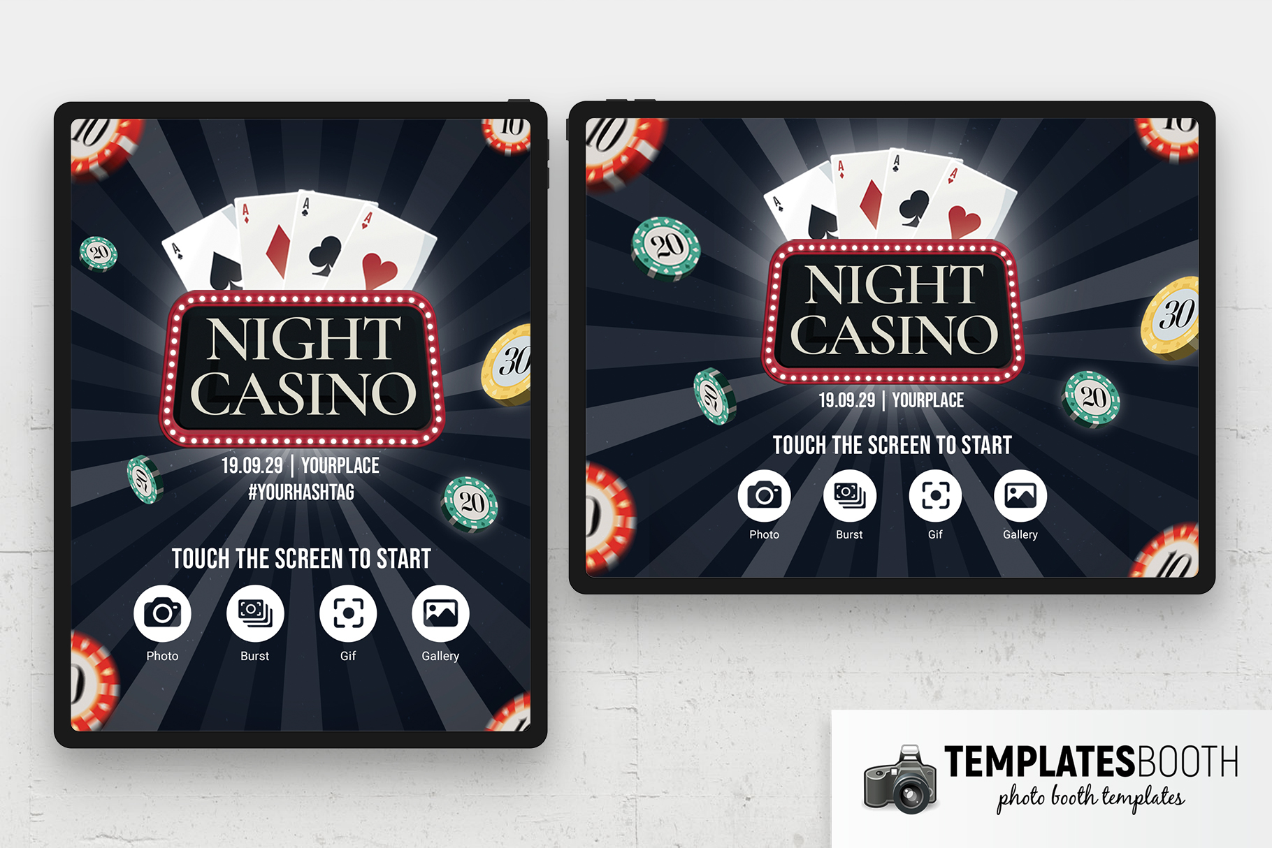 Casino Night Photo Booth Welcome Screen