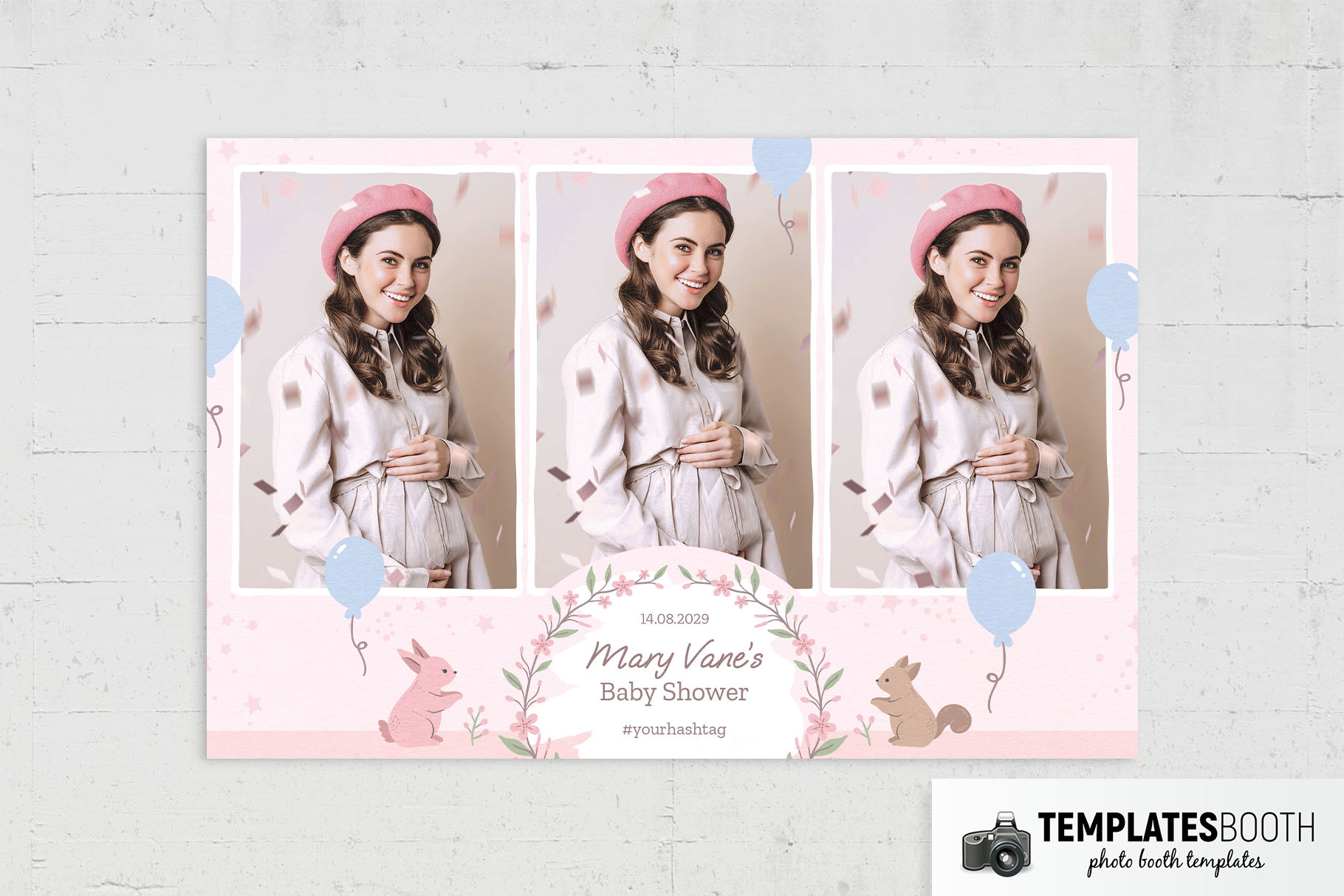 Pink Baby Shower Photo Booth Template