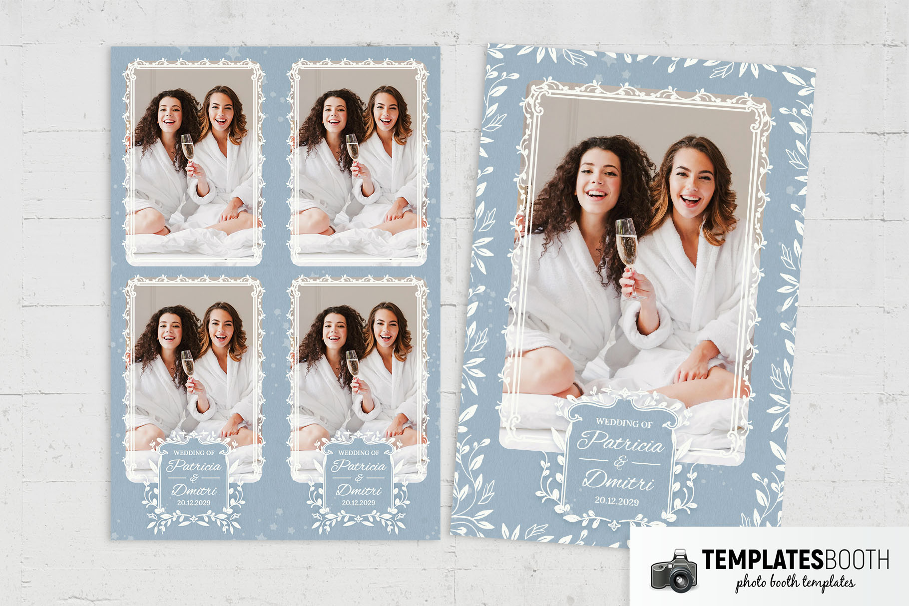 Blue Lace Wedding Photo Booth Template