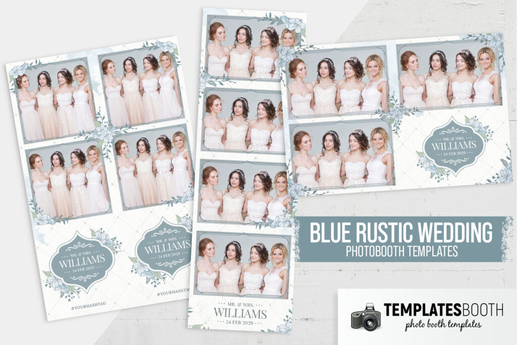 Blue Rustic Wedding Photo Boot Template