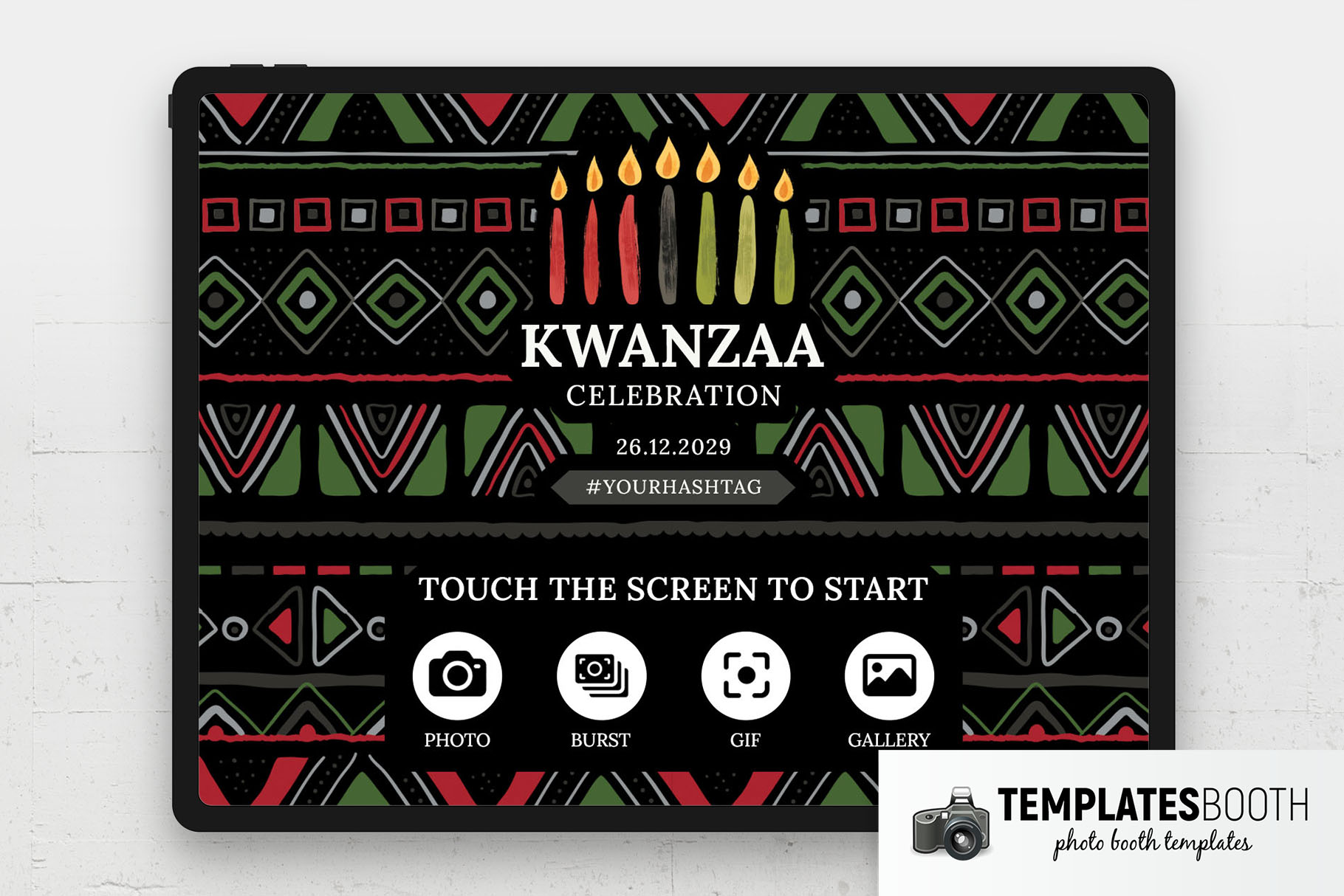 Écran de bienvenue pour photomaton Kwanzaa
