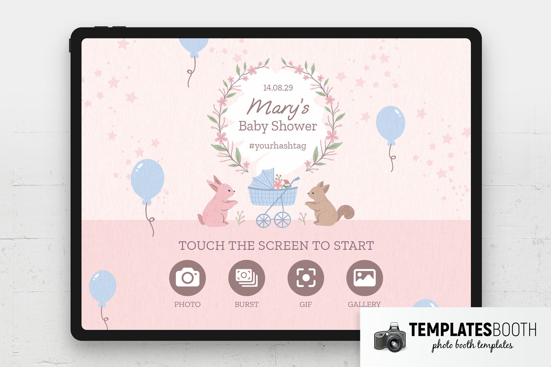 Pink Baby Shower Photo Booth Welcome Screen