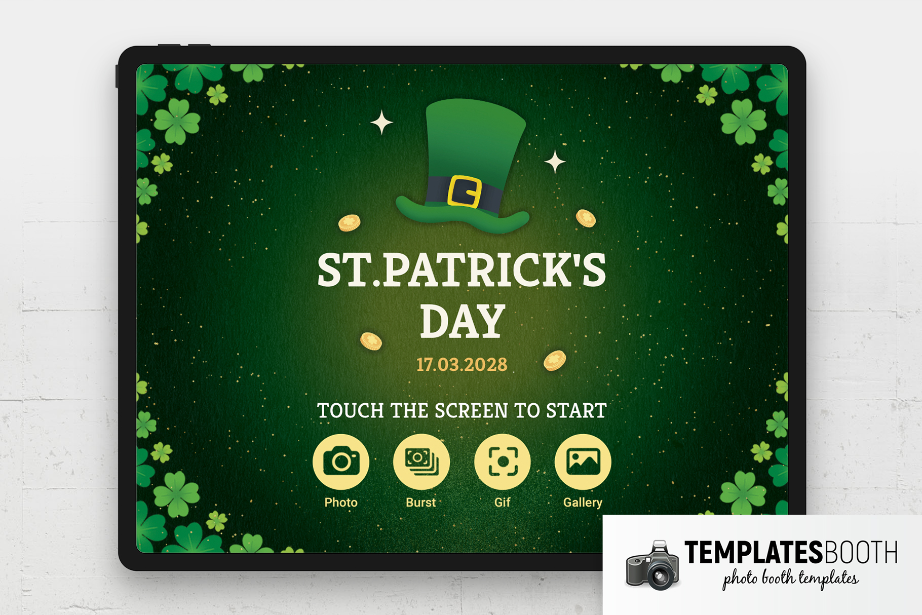 St. Patrick Day Photo Booth Welcome Screen