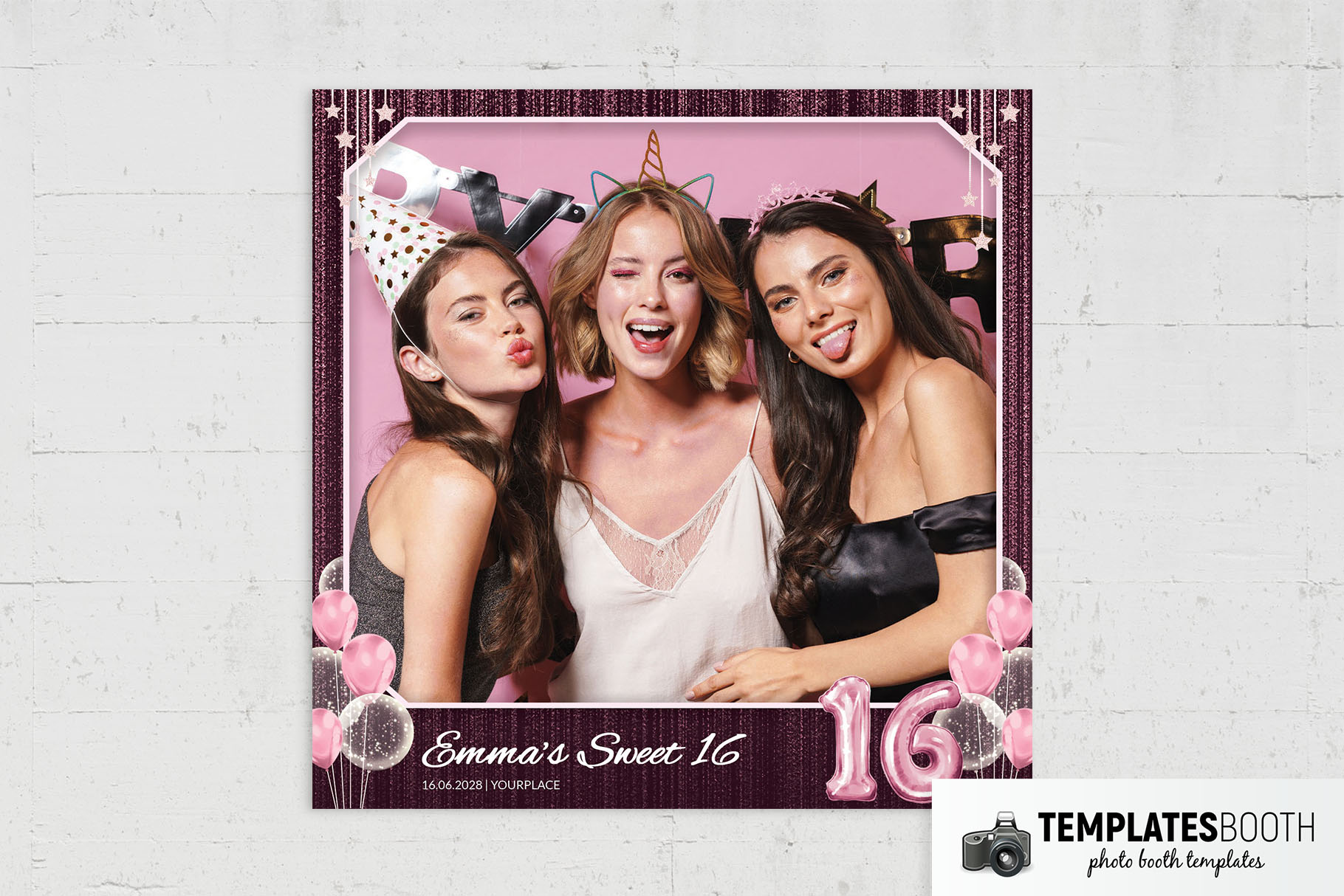 Sweet 16 Photo Booth Template
