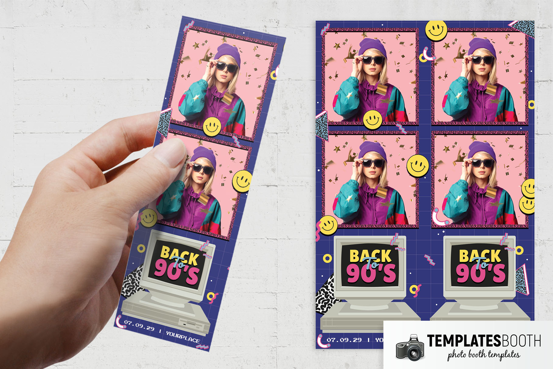 90s Night Photo Booth Template