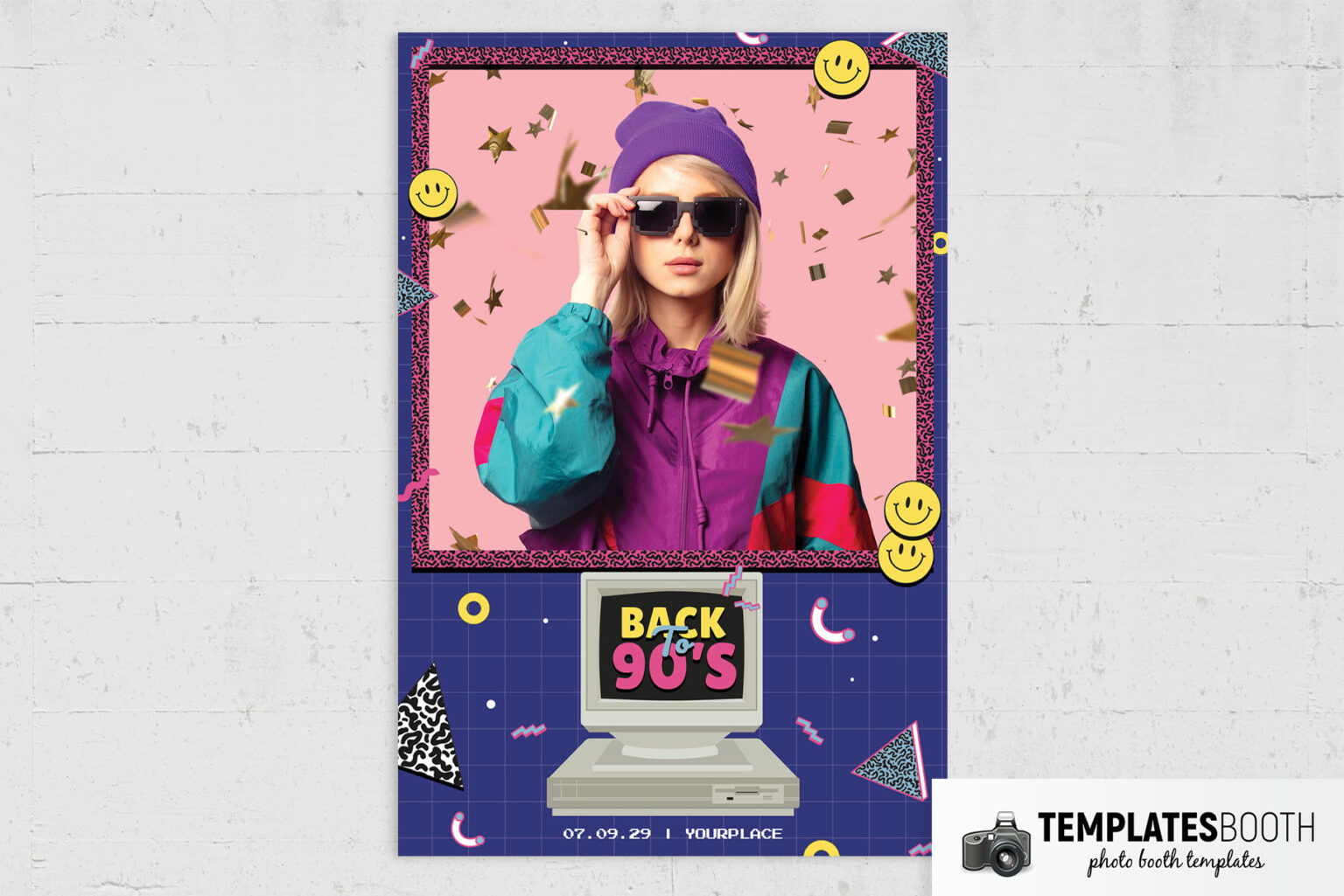 90s Night Photo Booth Template - TemplatesBooth