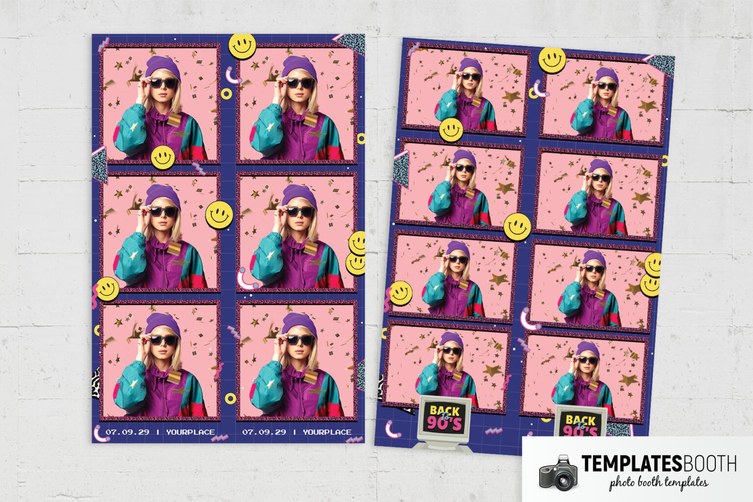 90s Night Photo Booth Template - TemplatesBooth