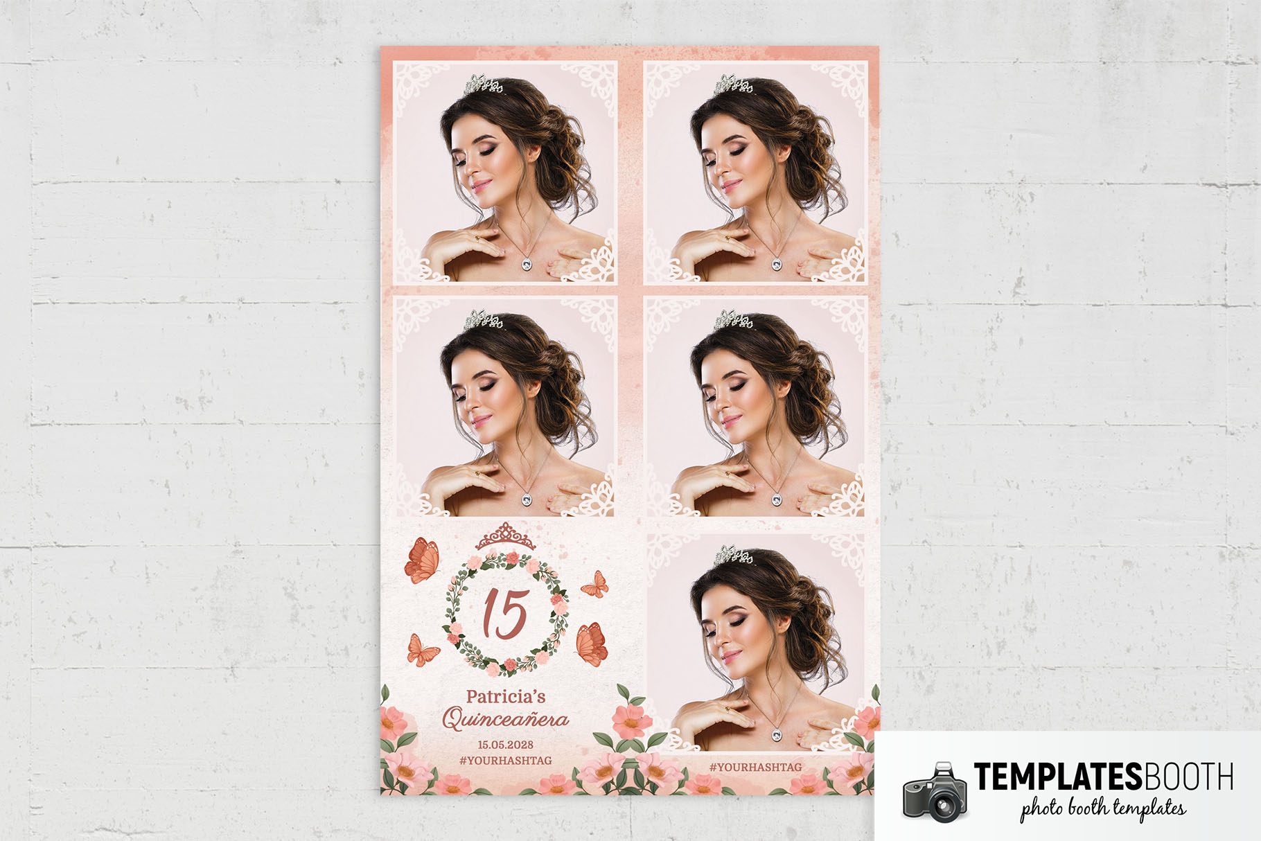 Floral Quinceañera Photo Booth Template