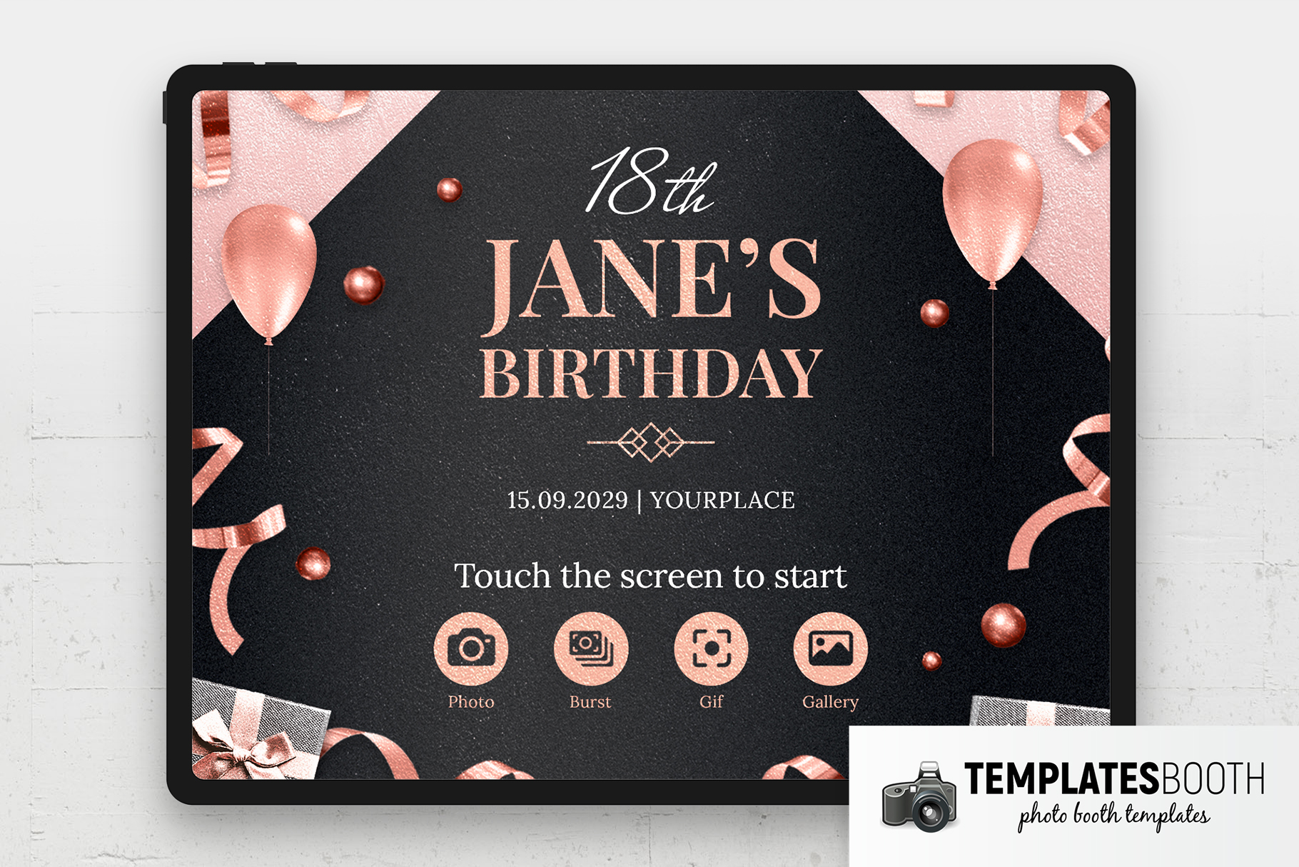 18th Birthday Photo Booth Welcome Screen