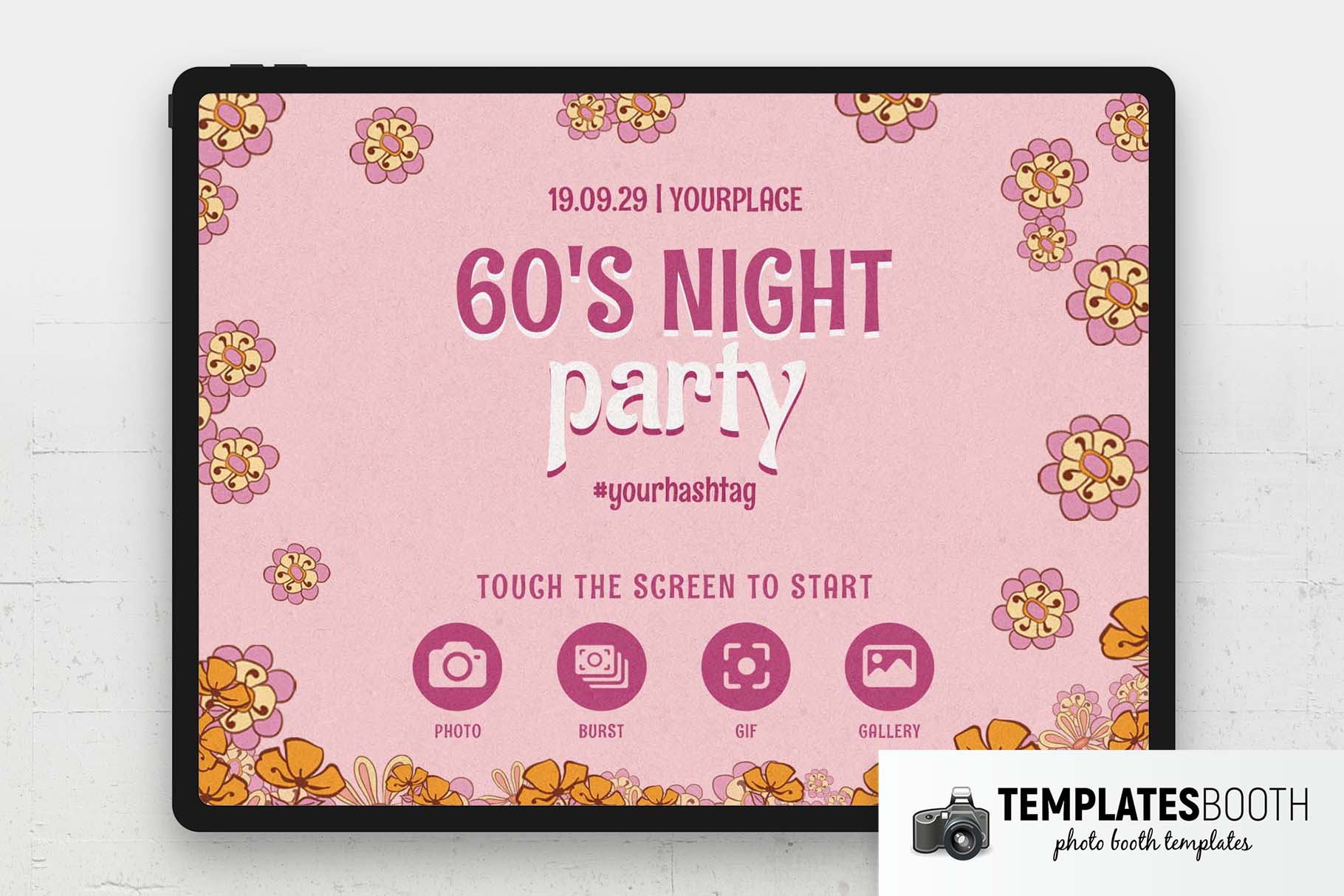 60s Night Photo Booth Welcome Screen