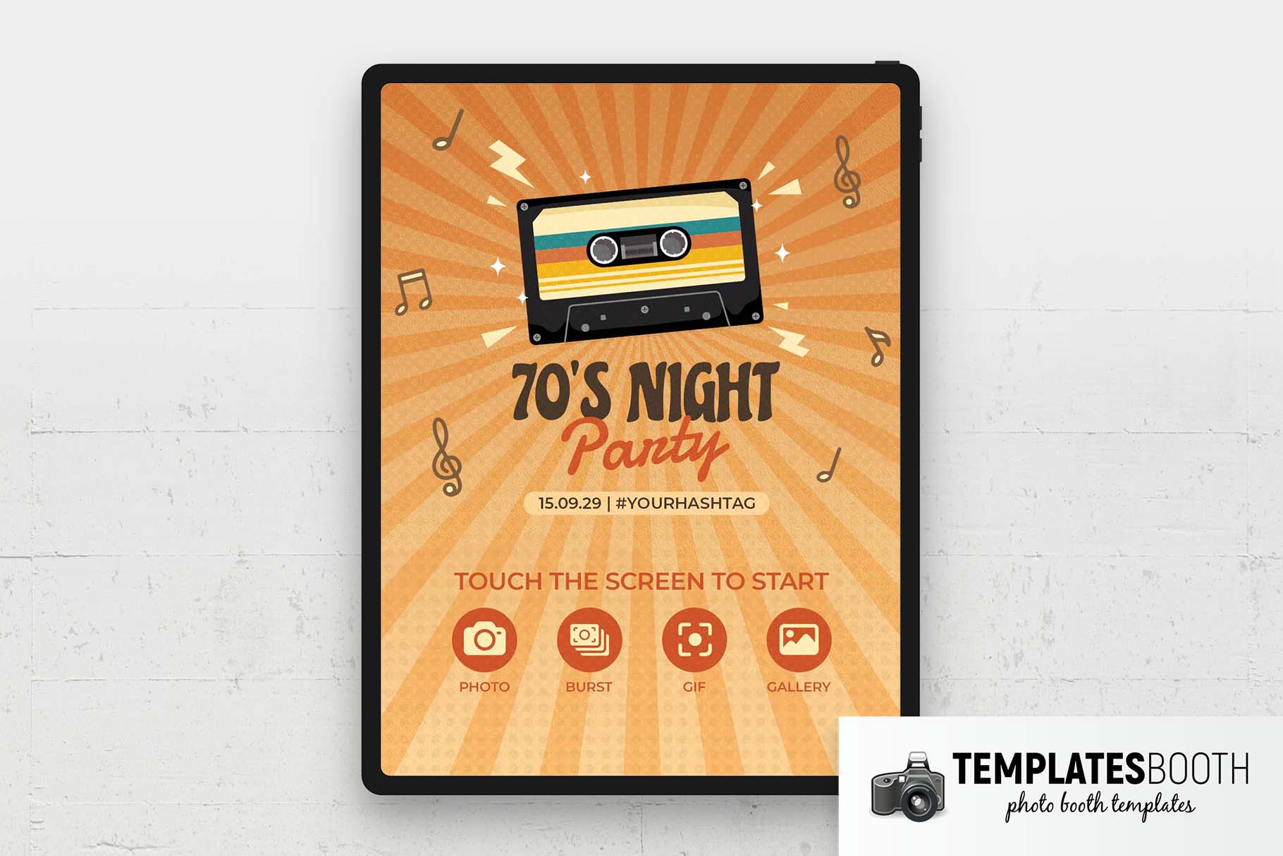 70s Night Party Photo Booth Welcome Screen