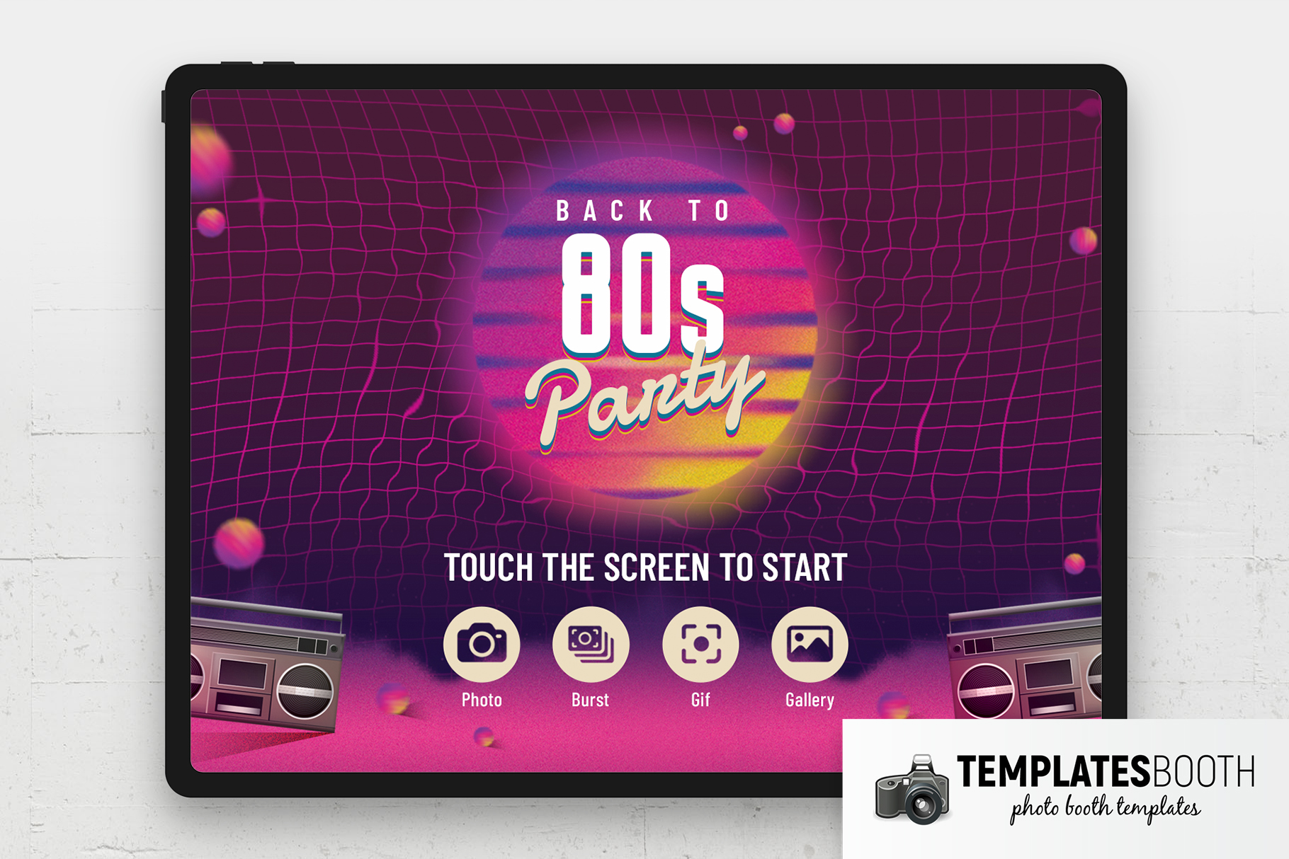 80s Party Photo Booth Welcome Screen
