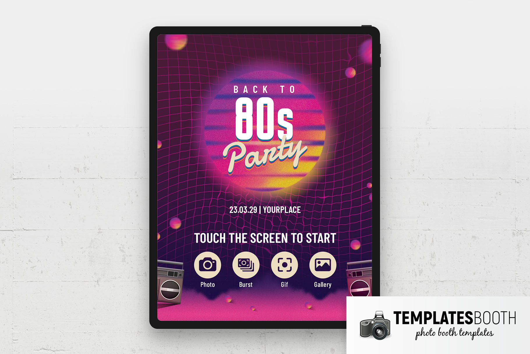 80s Party Photo Booth Welcome Screen