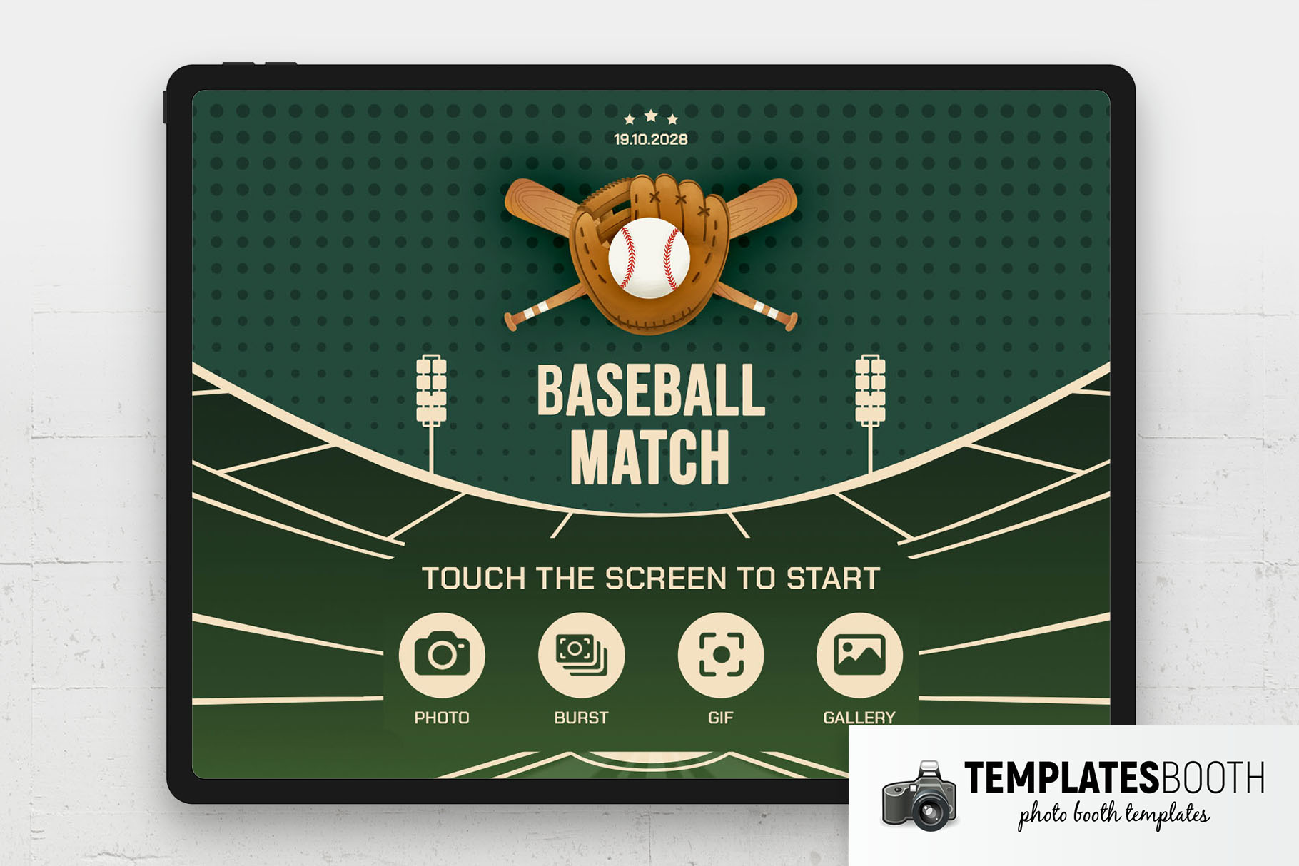 Baseball Photo Booth Welcome Screen