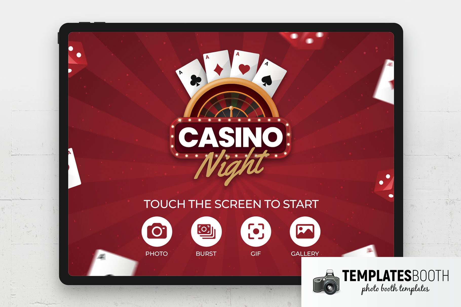 Casino Night Photo Booth Welcome Screen
