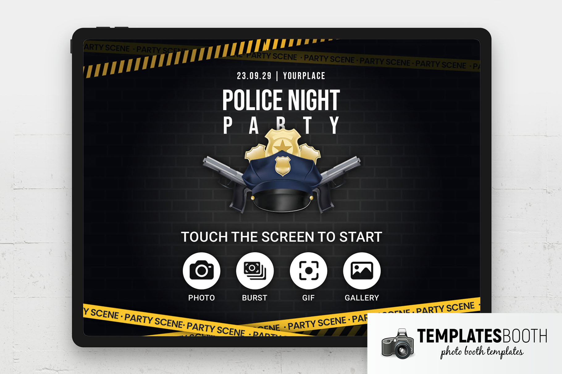Police Party Photo Booth Welcome Screen