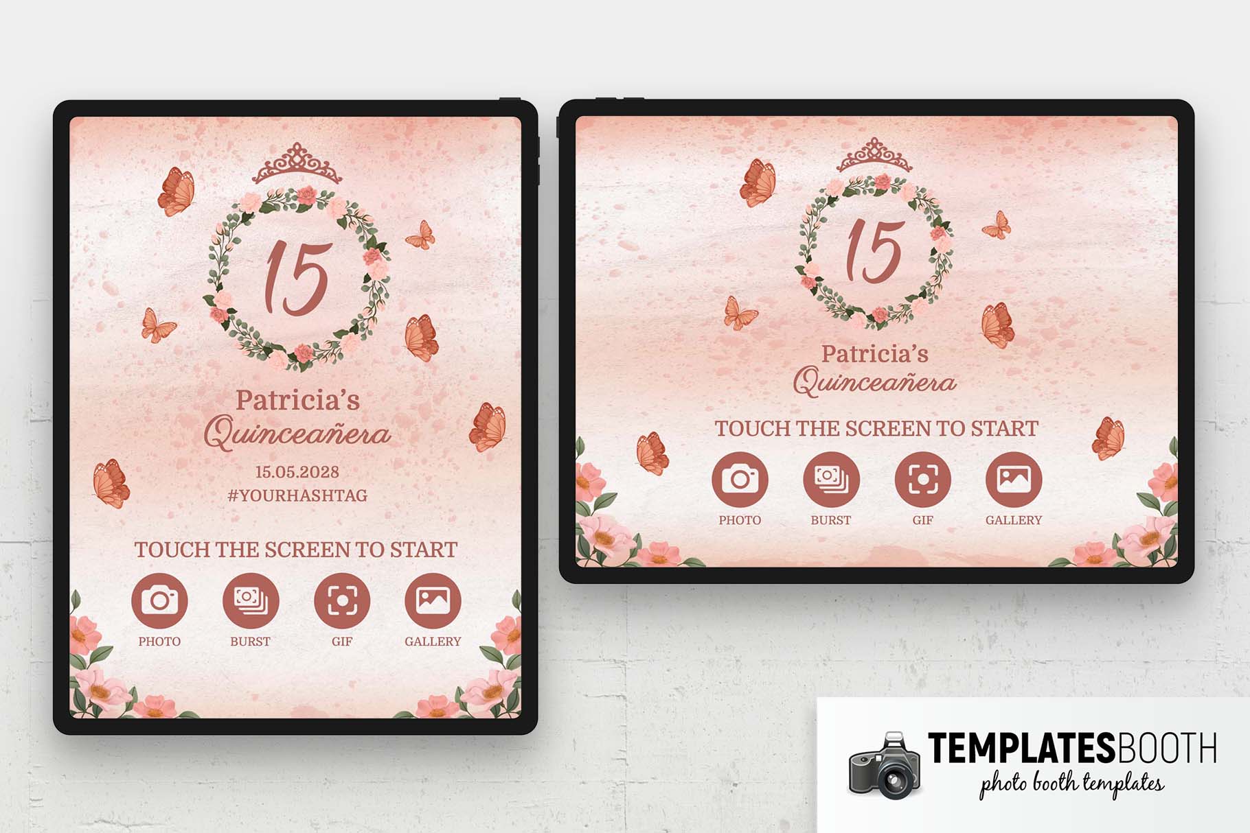 Floral Quinceañera Photo Booth Welcome Screen