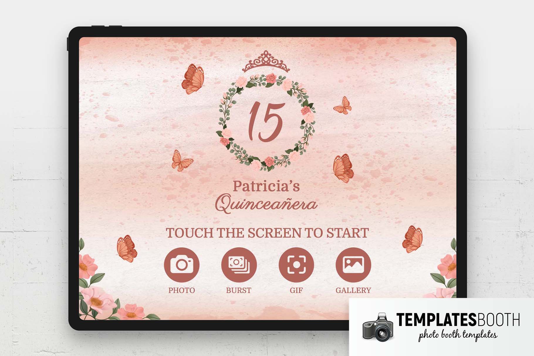 Floral Quinceañera Photo Booth Welcome Screen
