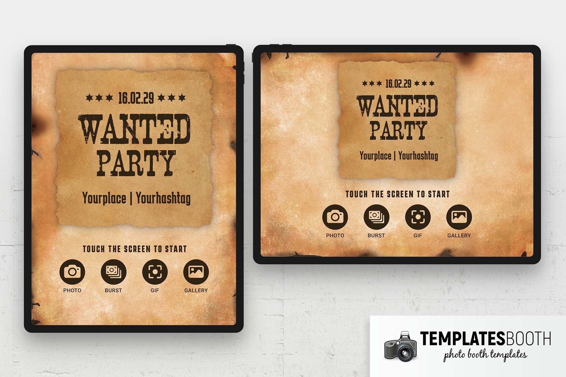 Wanted Poster Photo Booth Welcome Screen
