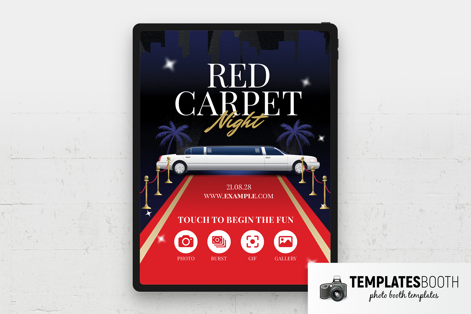 Red Carpet Photo Booth Welcome Screen