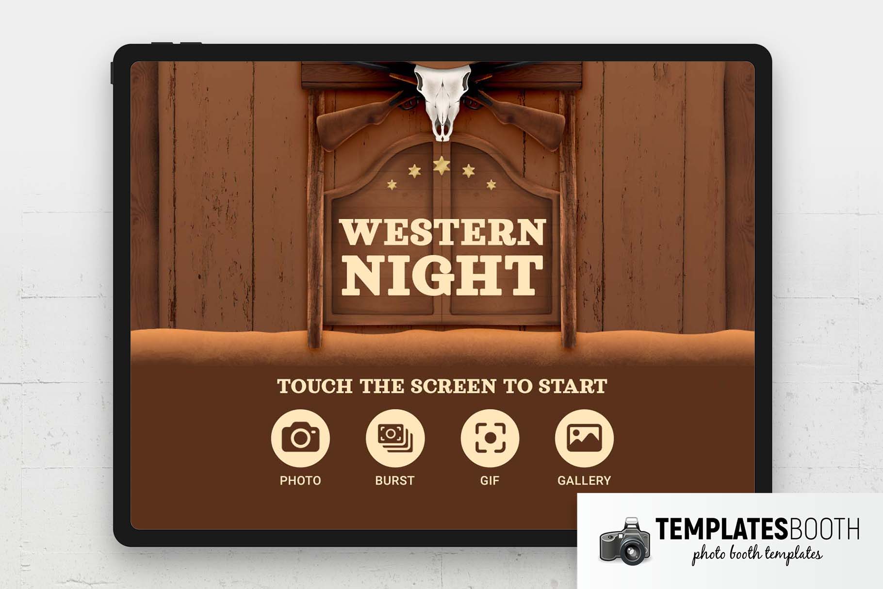 Western Night Photo Booth Welcome Screen