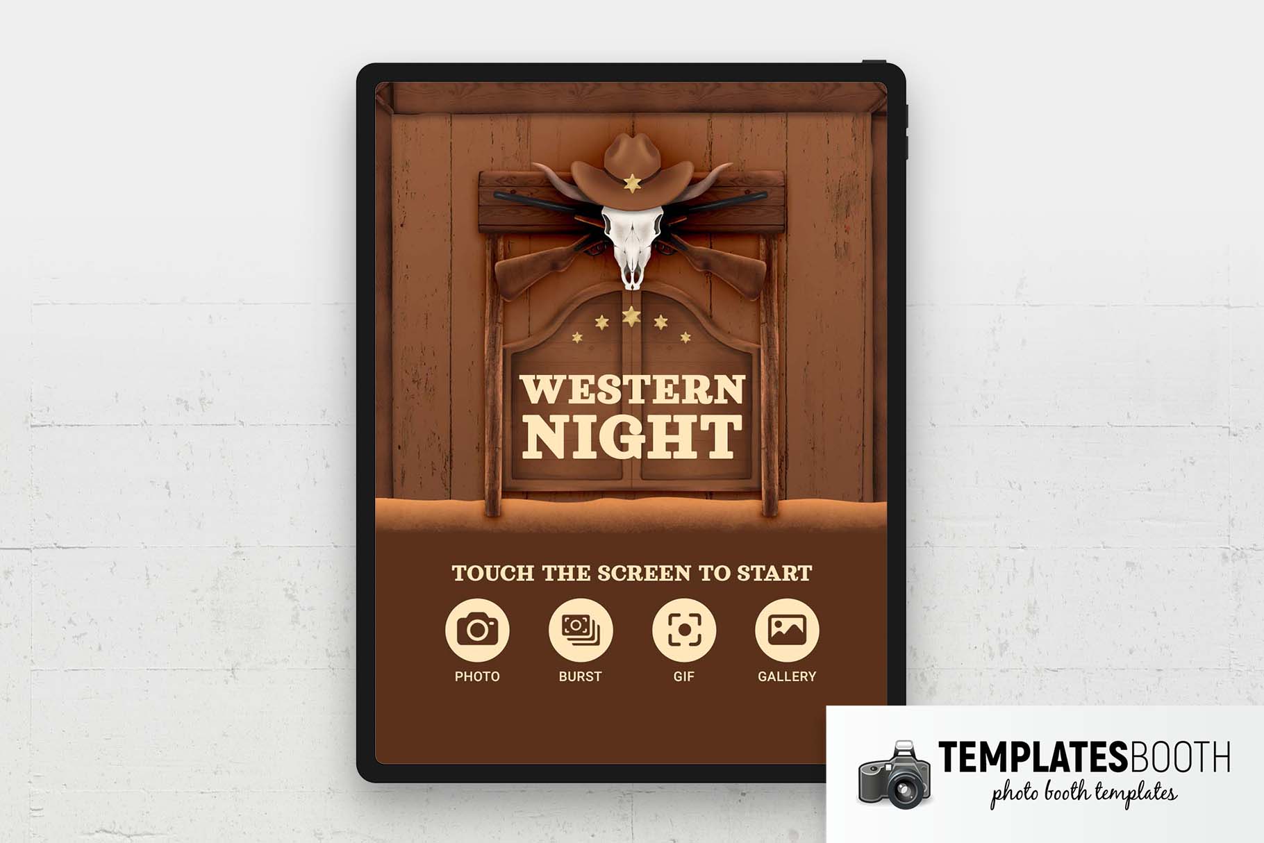 Western Night Photo Booth Welcome Screen