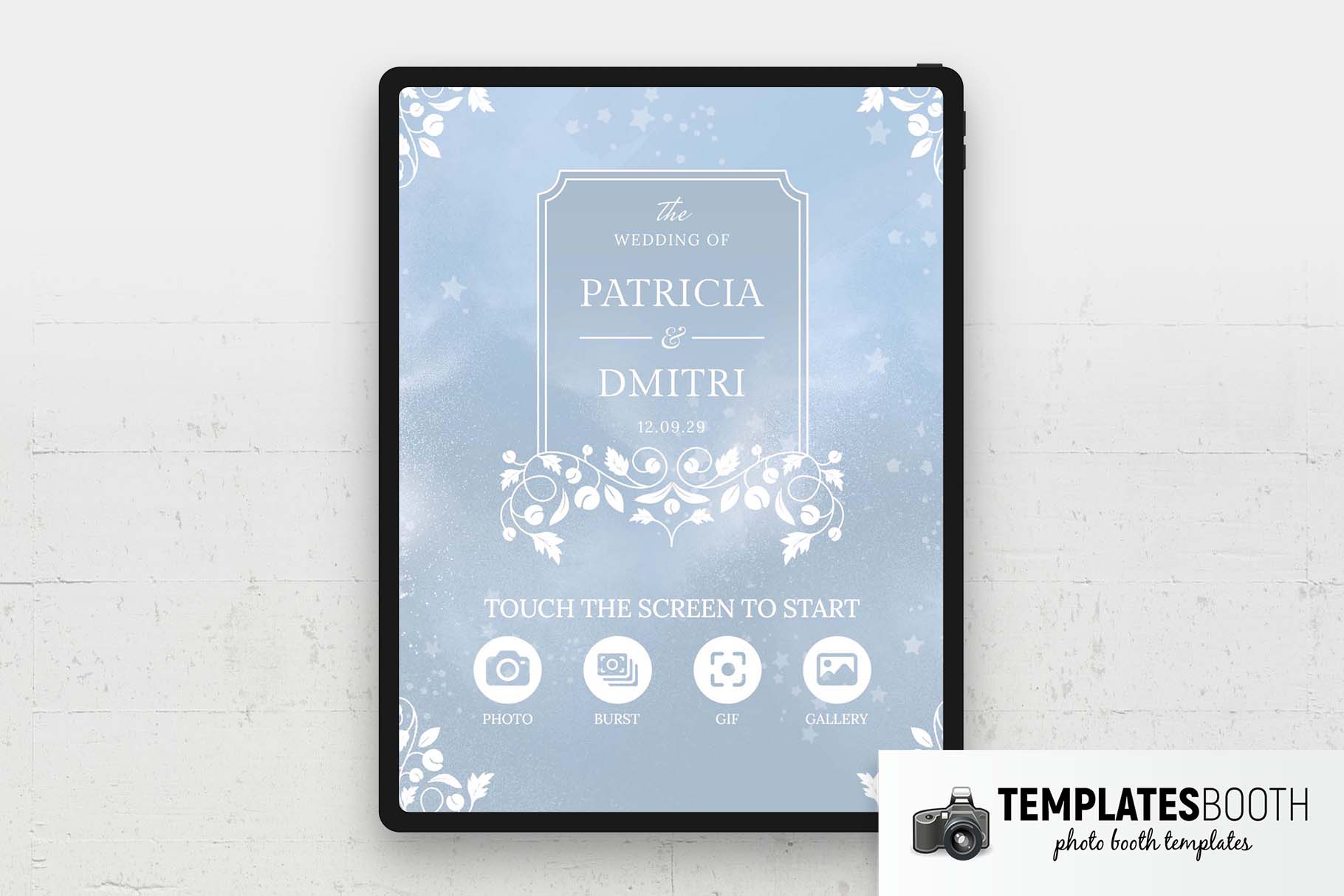 Blue Wedding Photo Booth Welcome Screen