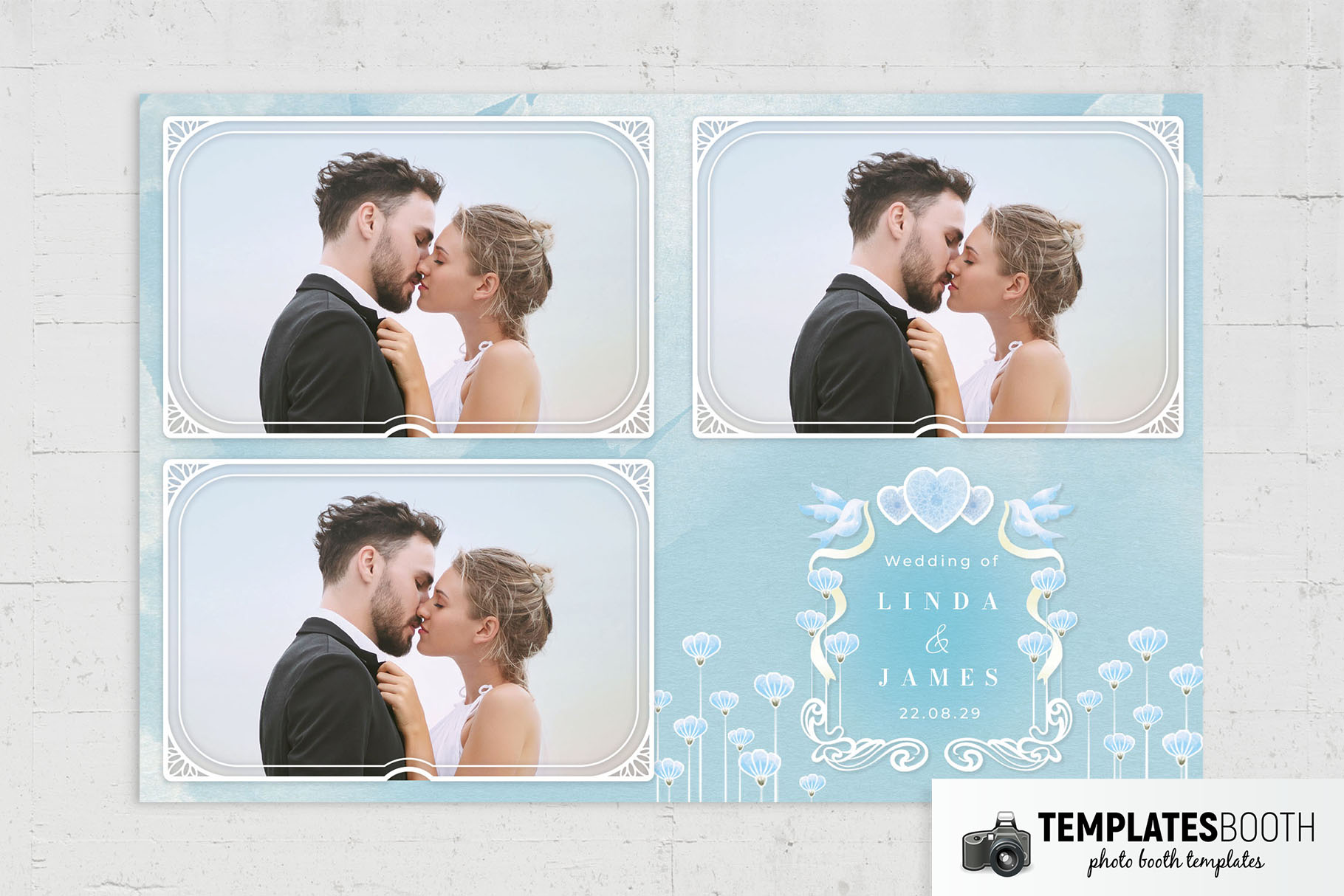 Elegant Blue Wedding Photo Booth Template