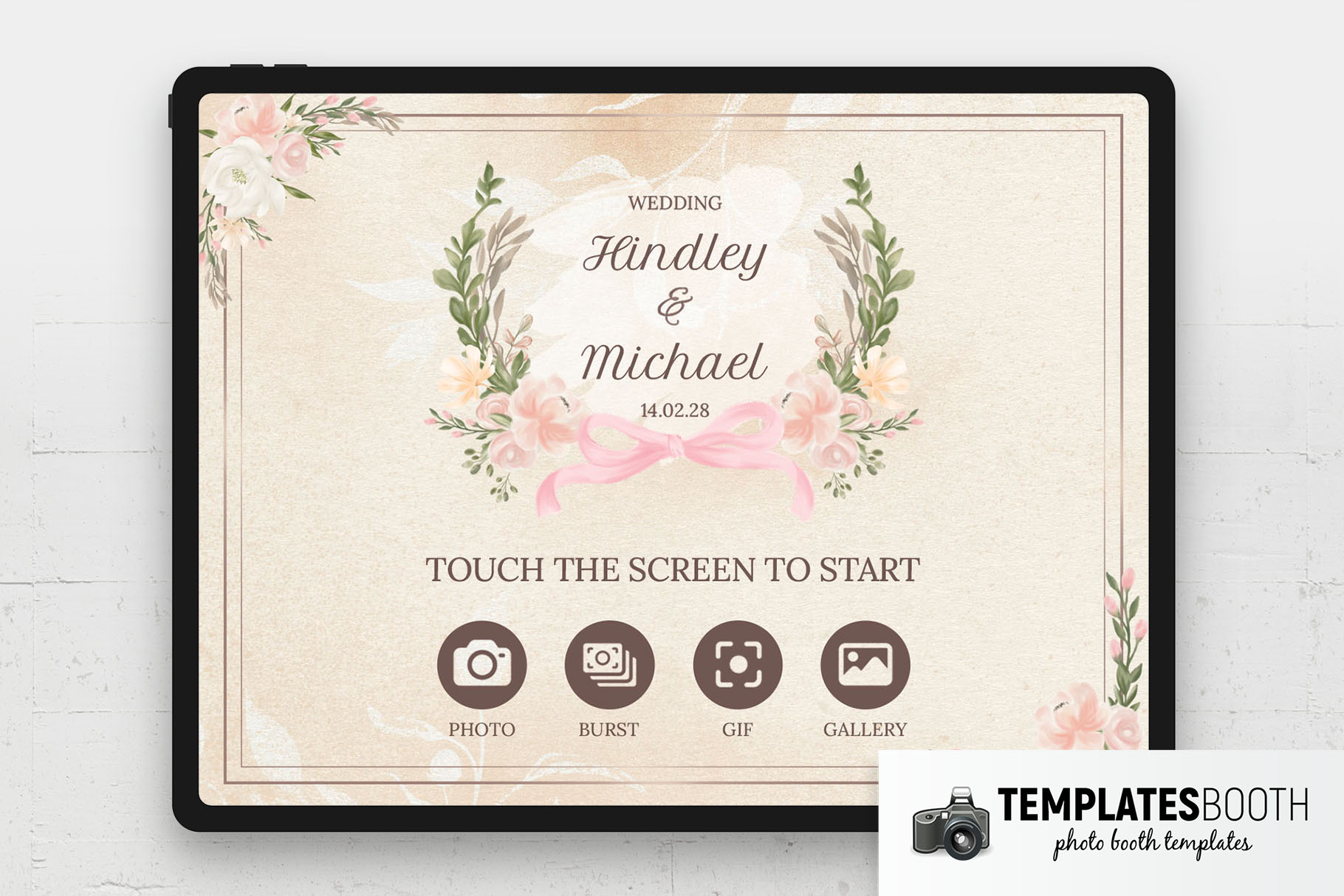 Rustic Elegance Photo Booth Welcome Screen