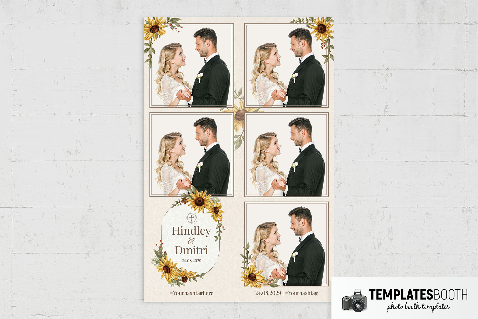 Sunflower Wedding Photo Booth Template (AI, EPS Fomrat)