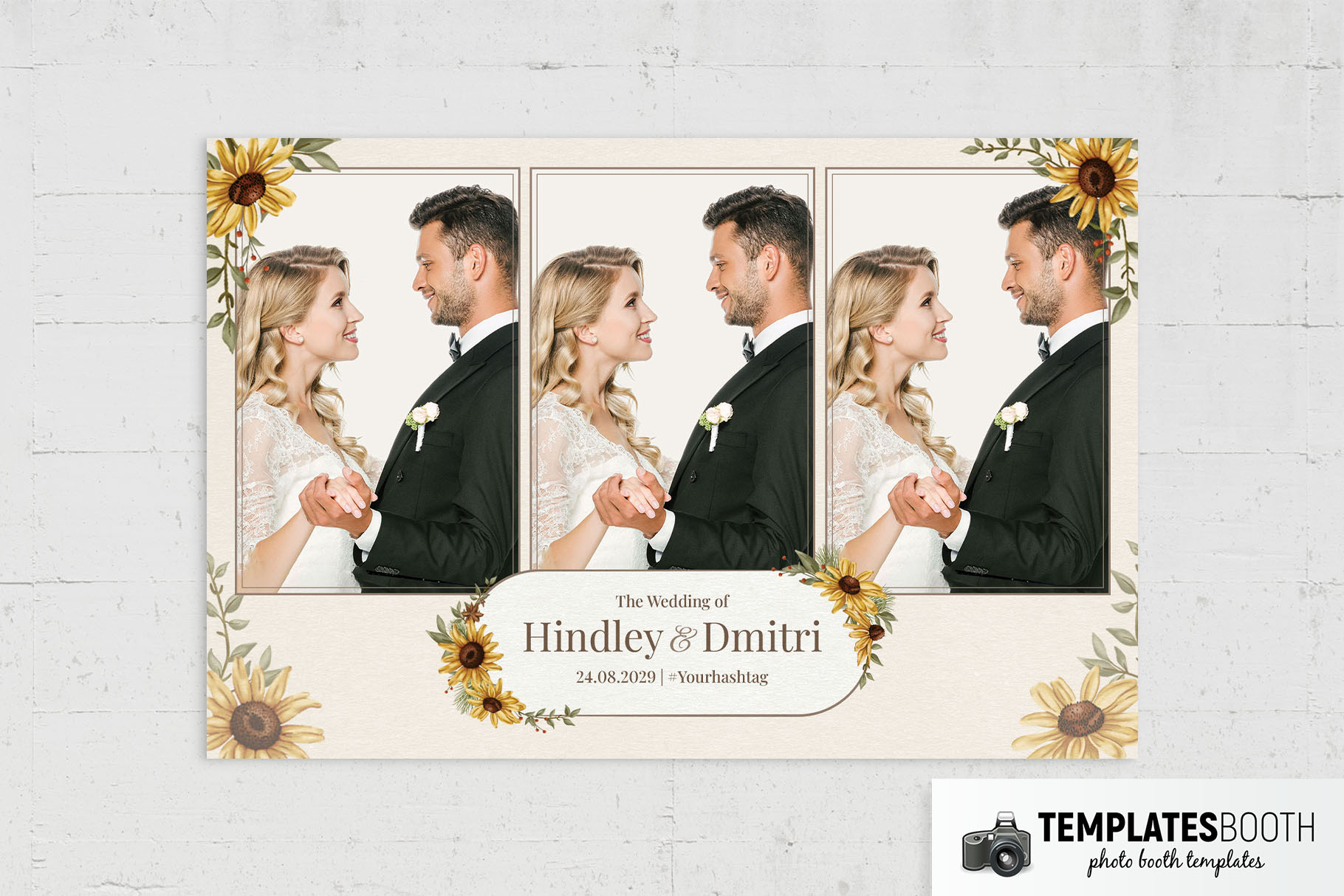 Sunflower Wedding Photo Booth Template (AI, EPS Fomrat)