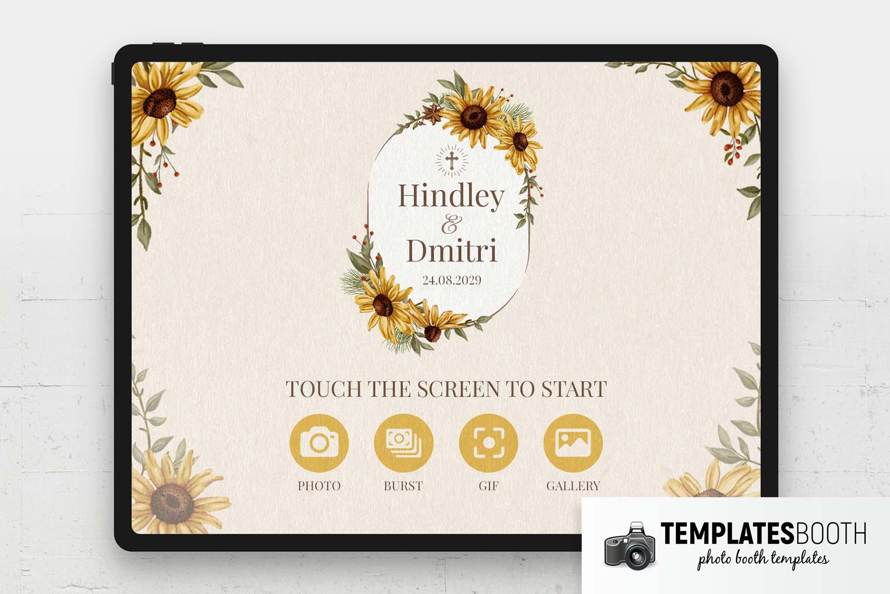 Sunflower Wedding Photo Booth Welcome Screen