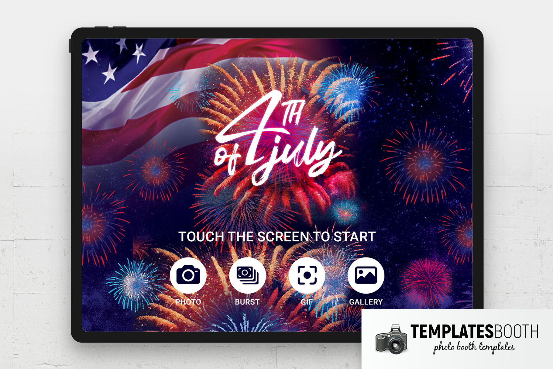 4th July Fireworks Photo Booth Welcome Screen