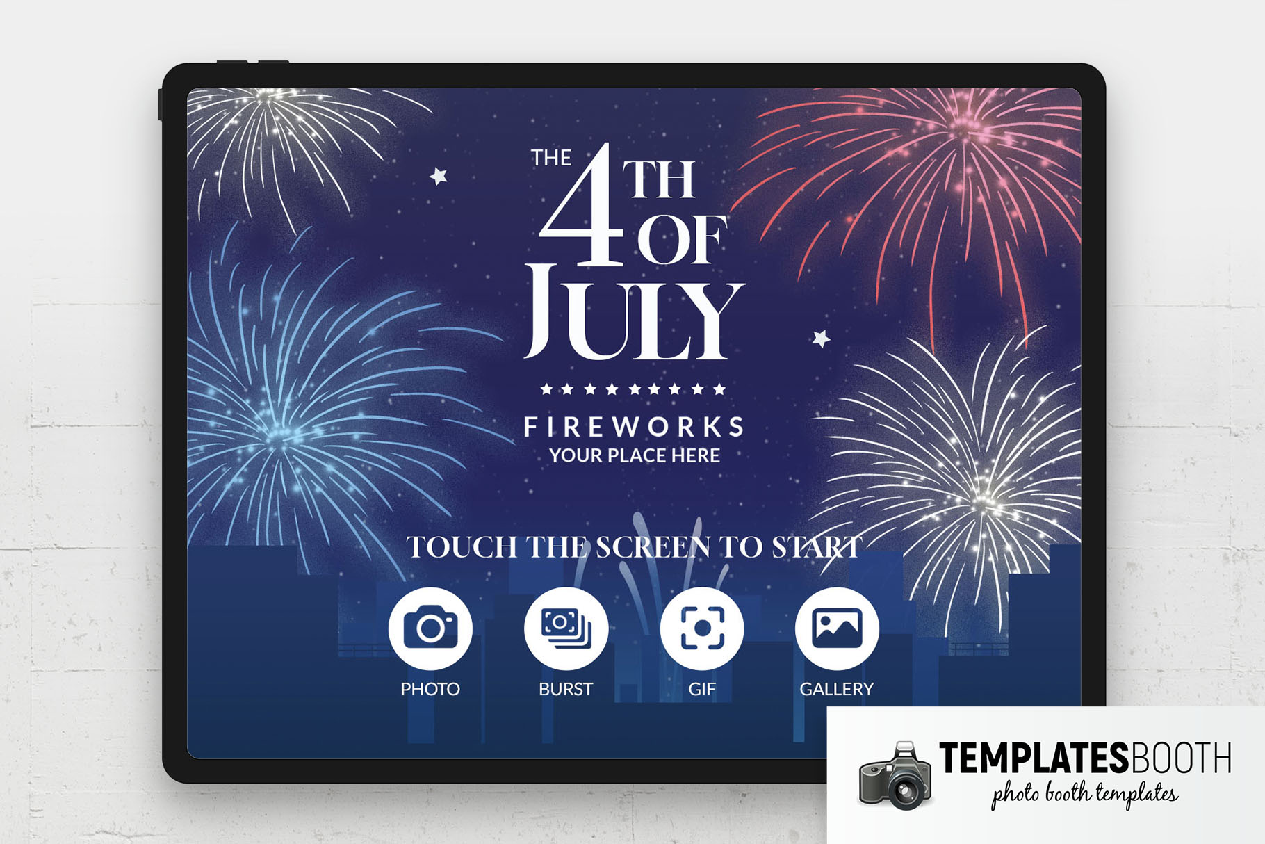 4th of July Fireworks Photo Booth Welcome Screen