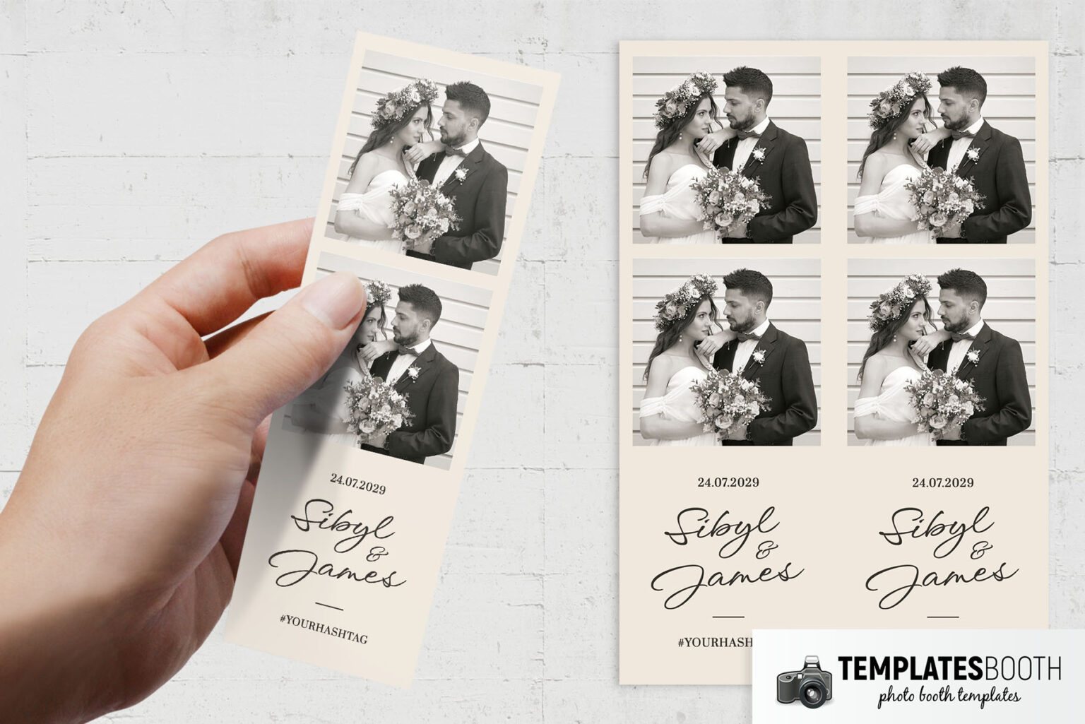 Champagne Wedding Photo Booth Template - TemplatesBooth