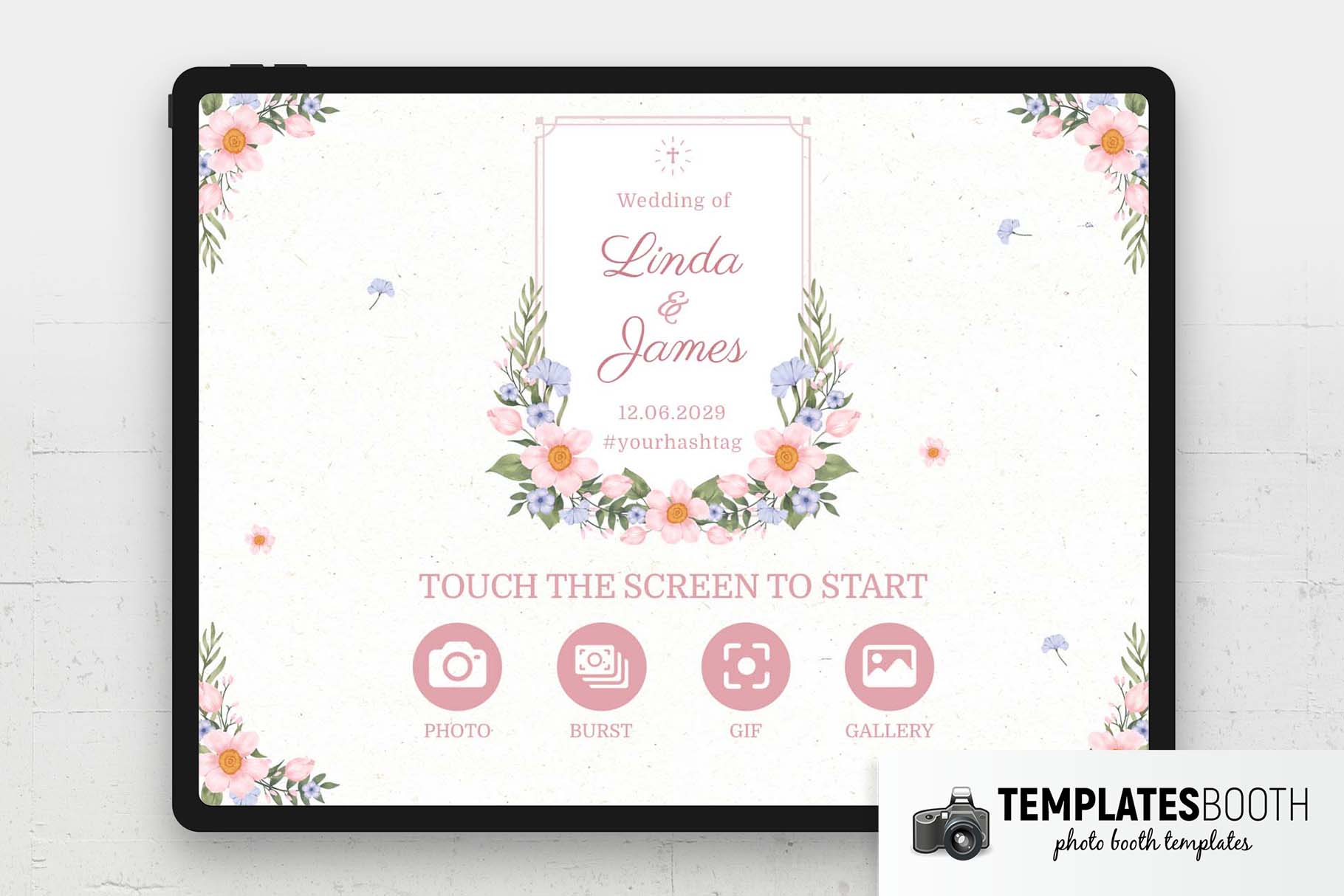 Floral Christian Wedding Photo Booth Welcome Screen