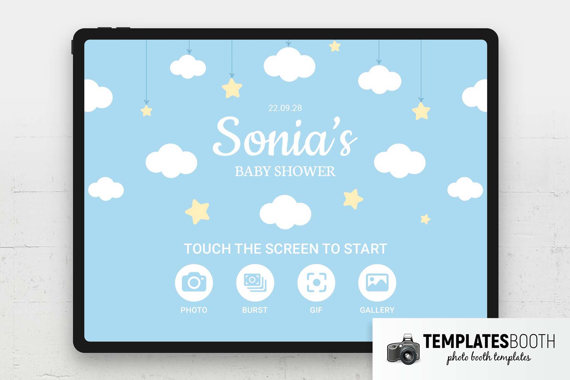 Blue Baby Shower Photo Booth Welcome Screen
